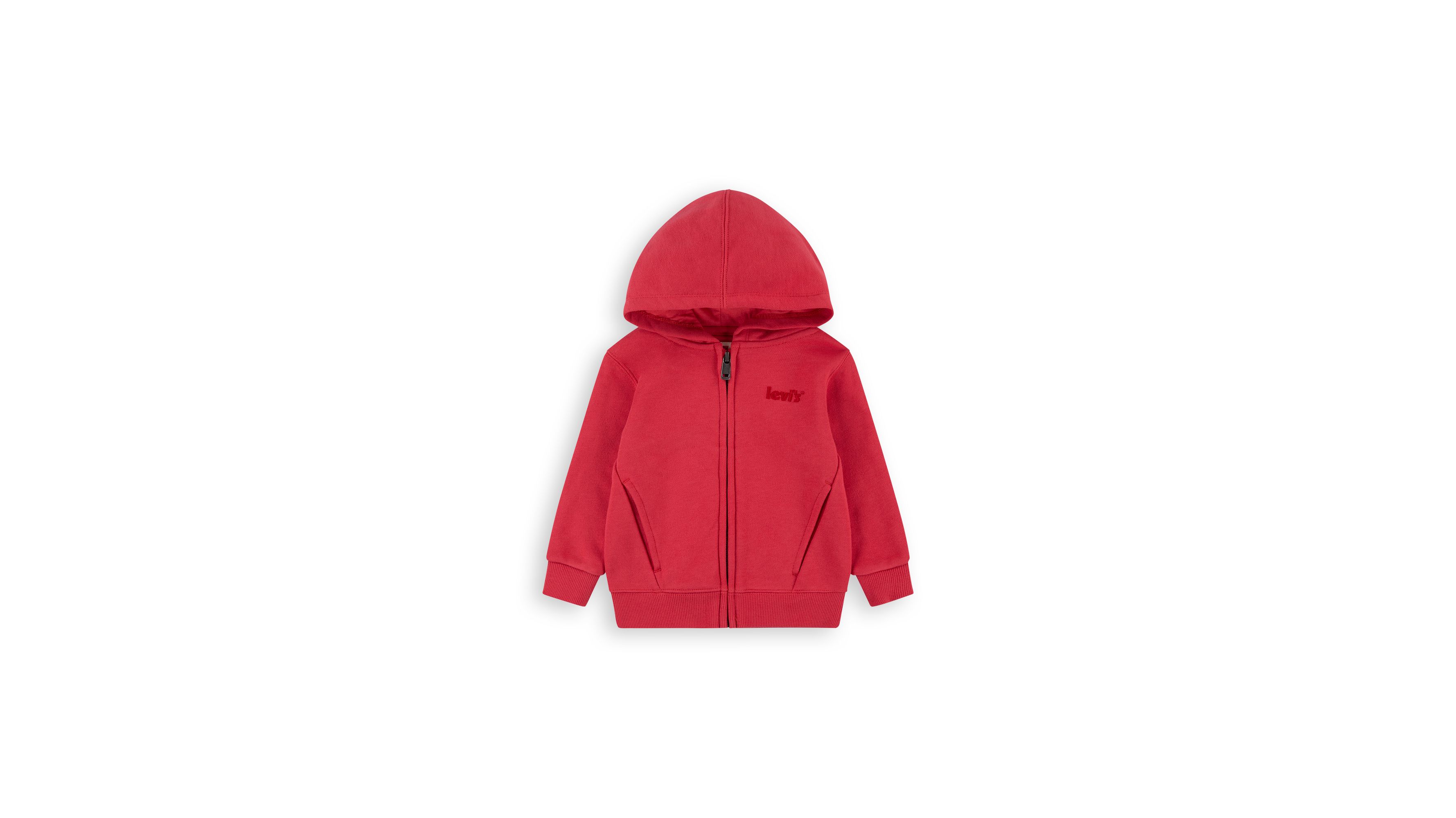 Sudadera con capucha, cremallera y logo, Rojo