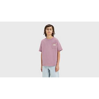 T-shirt med lomme og buet kant til teenagere 3