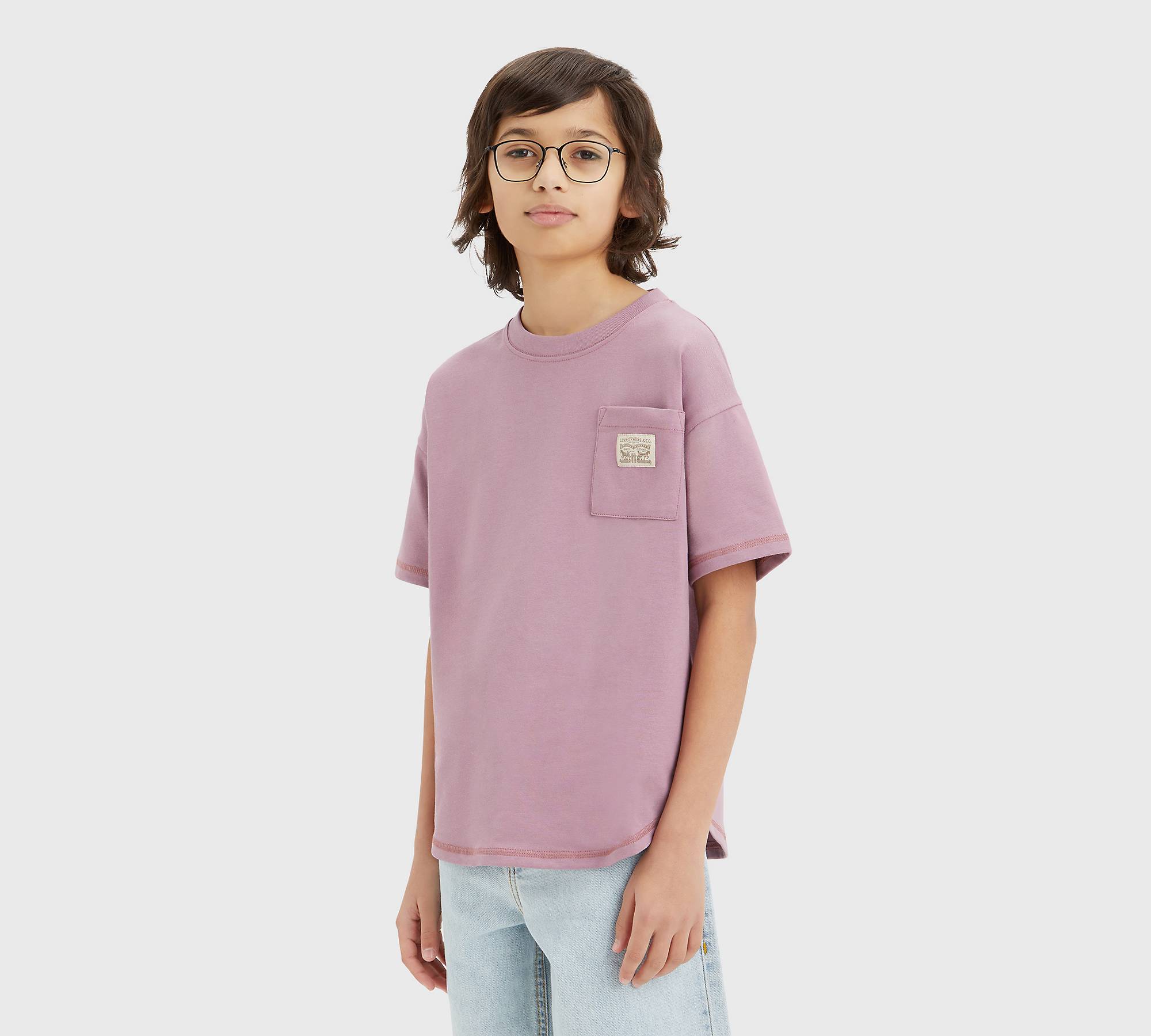 T-shirt med ficka och vågig fåll för tonåringar 1