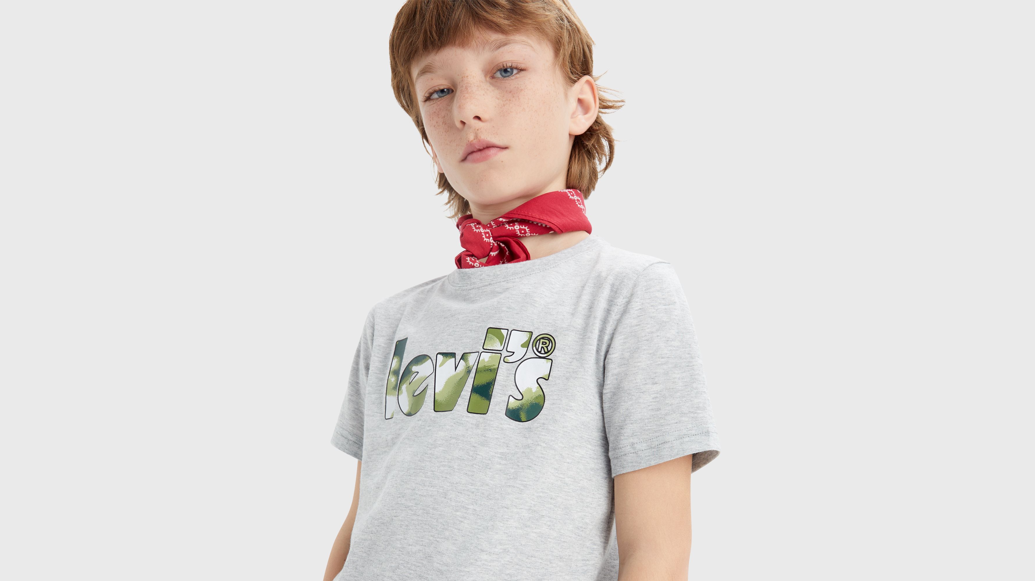 T-shirt z logo Poster i wzorem maskującym 3