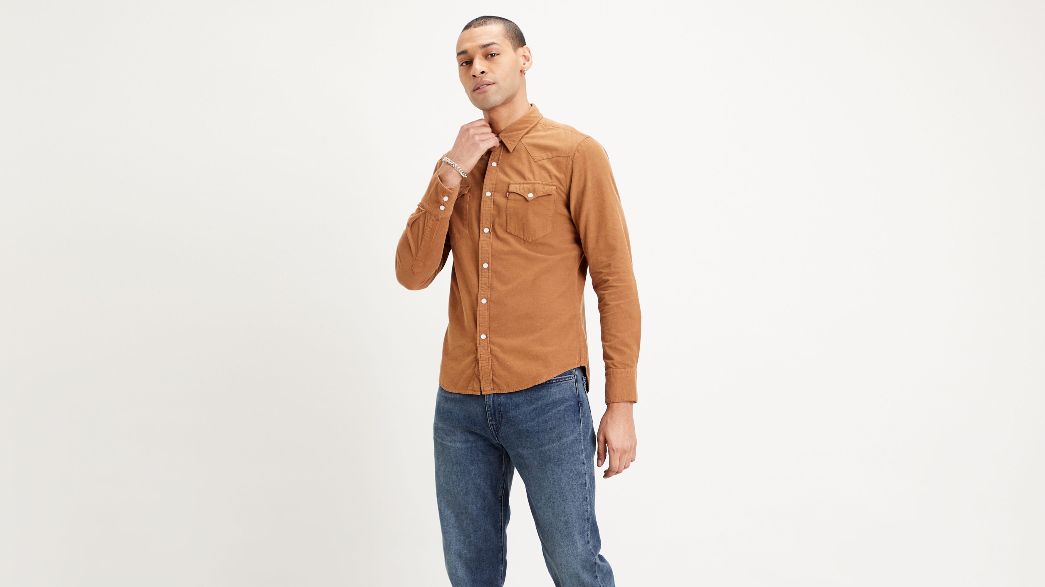 levi's barstow western corduroy shirt navy