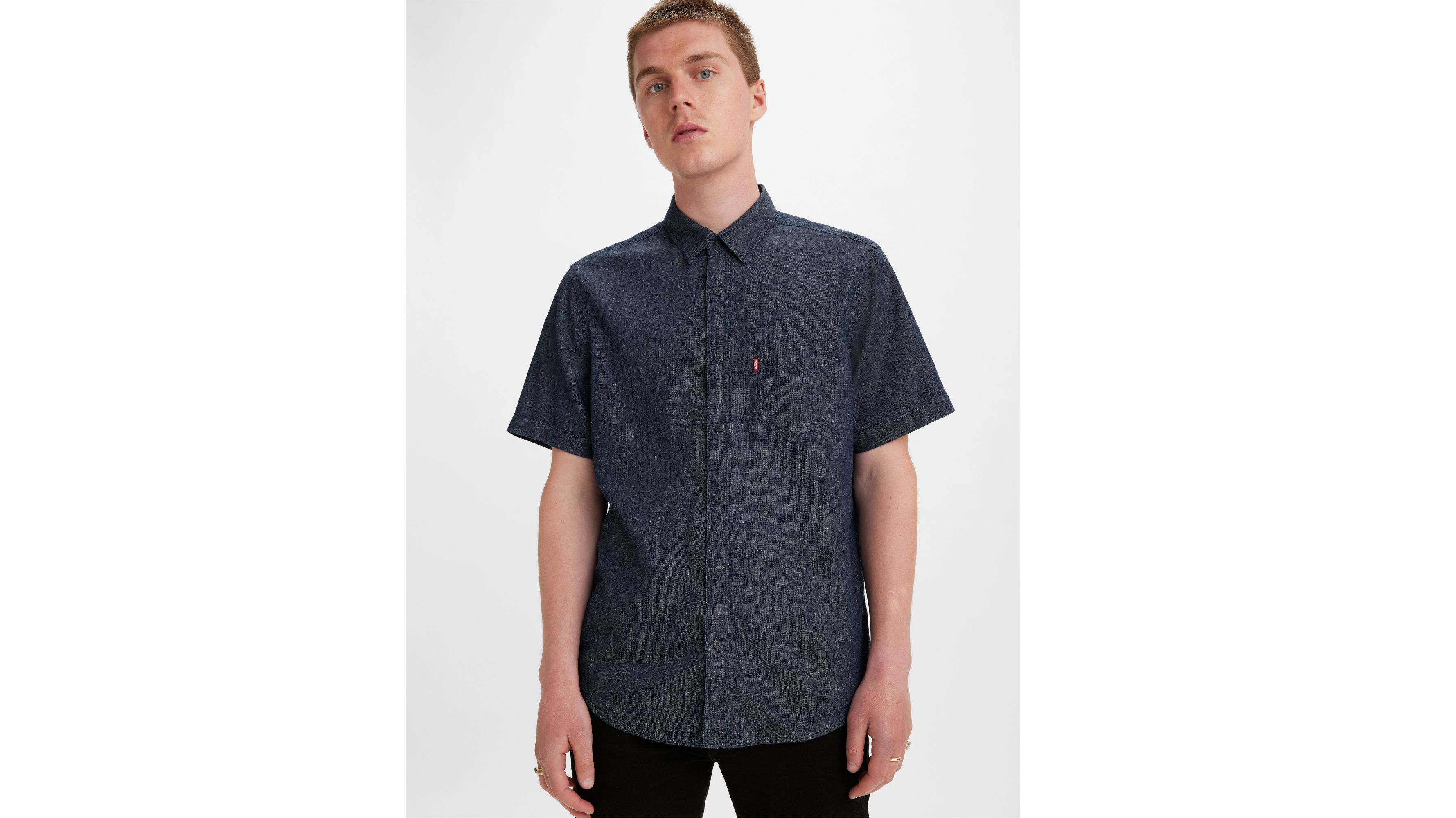 Denim One Pocket Short Sleeve Shirt