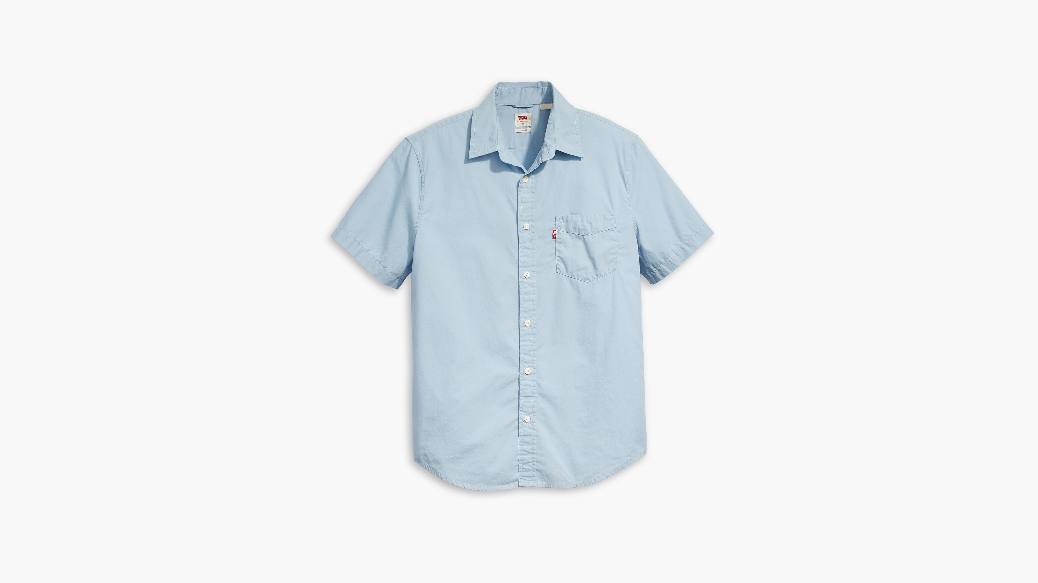 Short Sleeve Classic One Pocket Standard Fit Shirt - Blue Short Sleeve Classic One Pocket Standard Fit Shirt - Blue