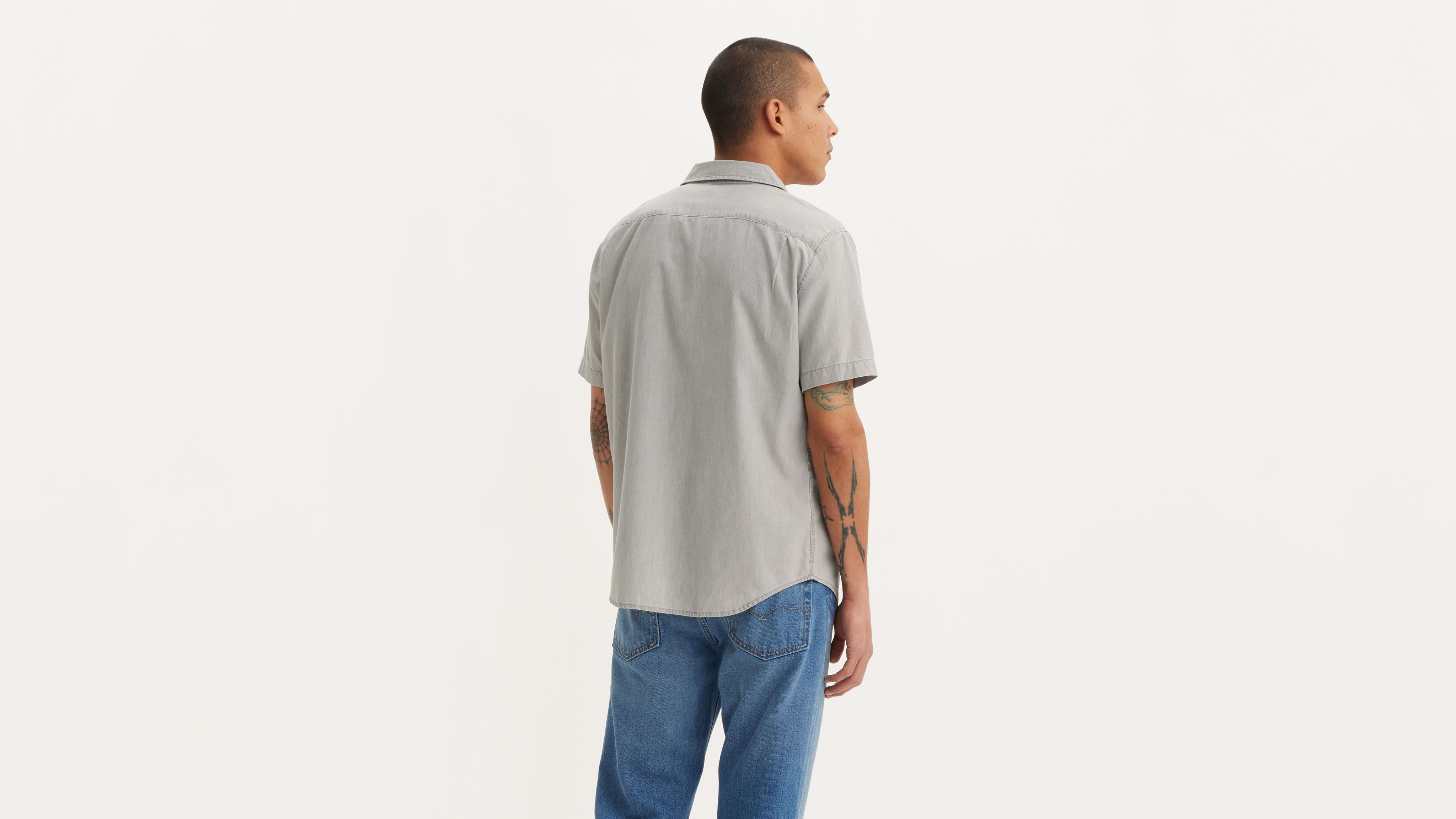 Short Sleeve Classic One Pocket Standard Fit Shirt - Grey