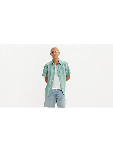 리바이스 Levi Short Sleeve Classic Standard Fit Shirt,Silas Stripe lade - Green