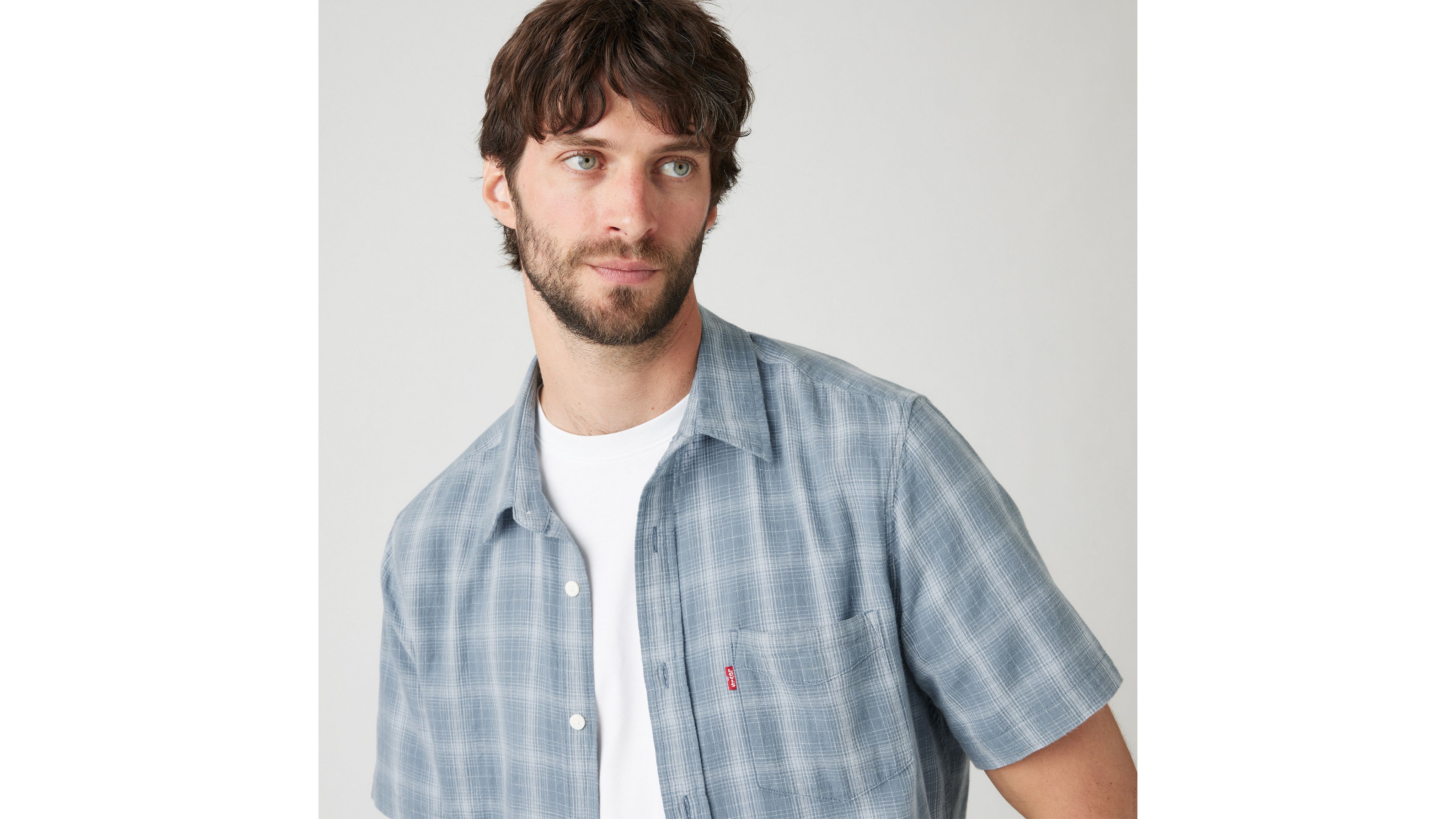 Short Sleeve Sunset Cotton Linen One Pocket Shirt 4