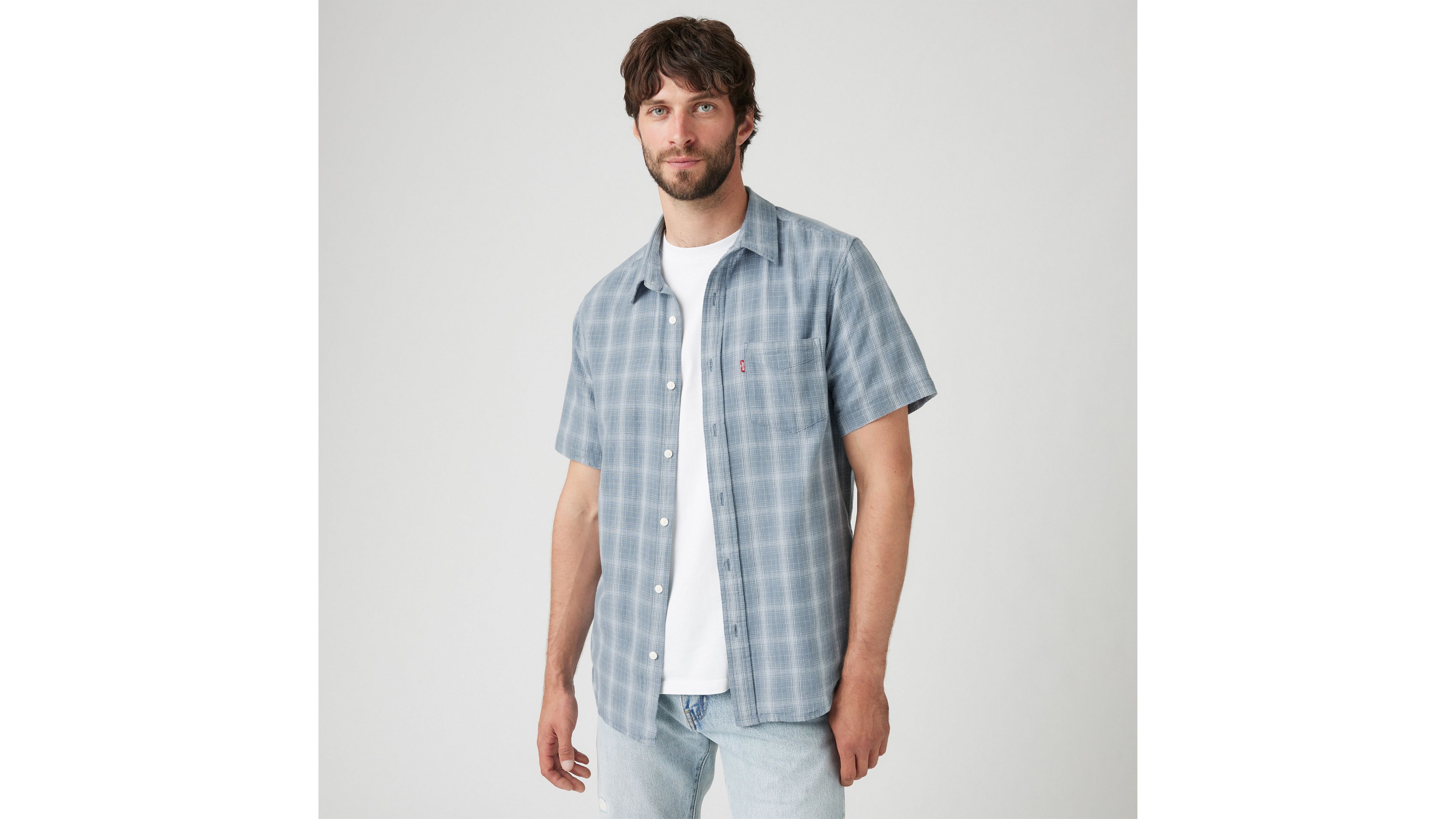 Striped Organic Linen Crinkle Classic Collar Shirt | EILEEN