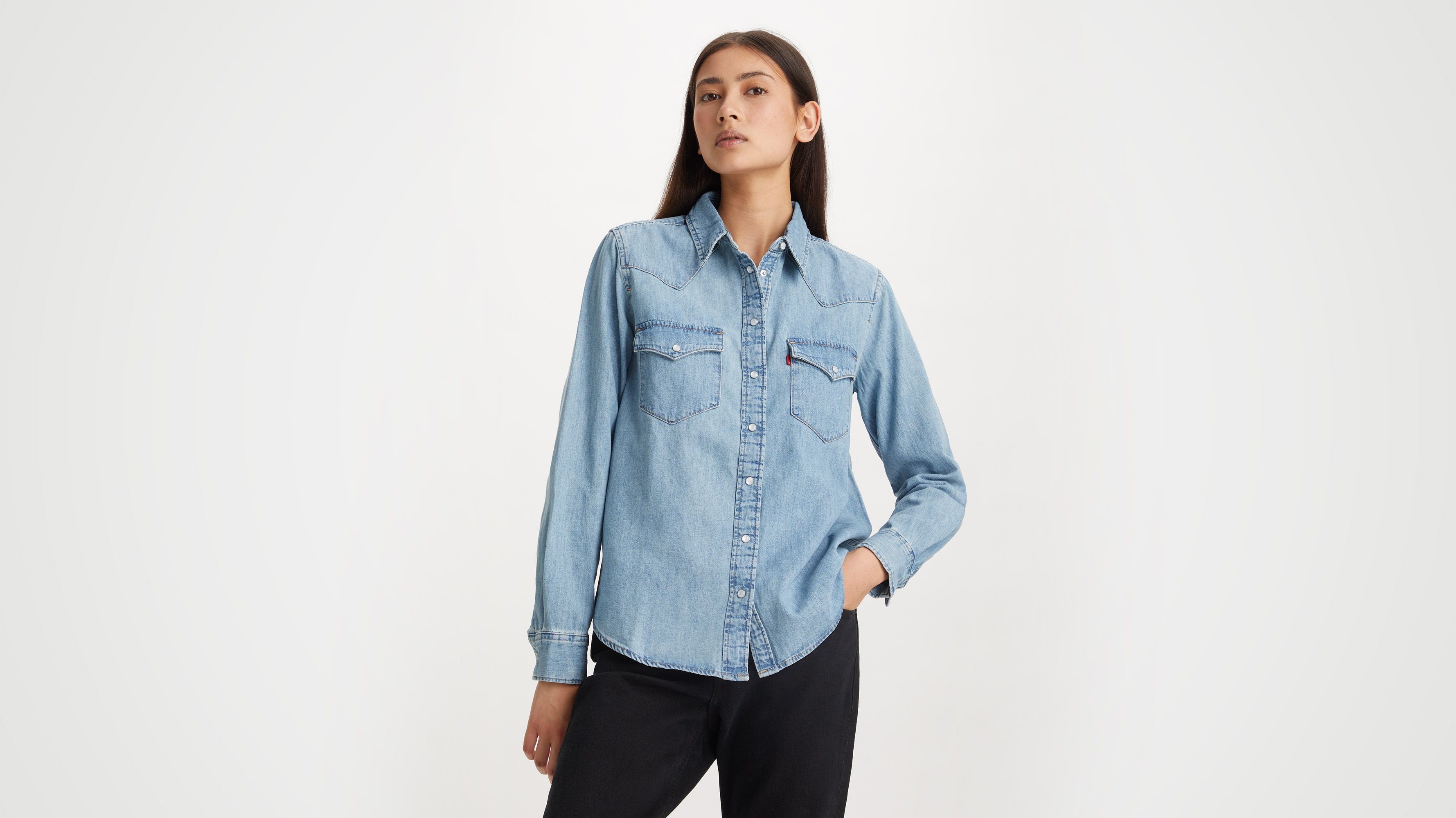 Levi denim snap clearance shirt