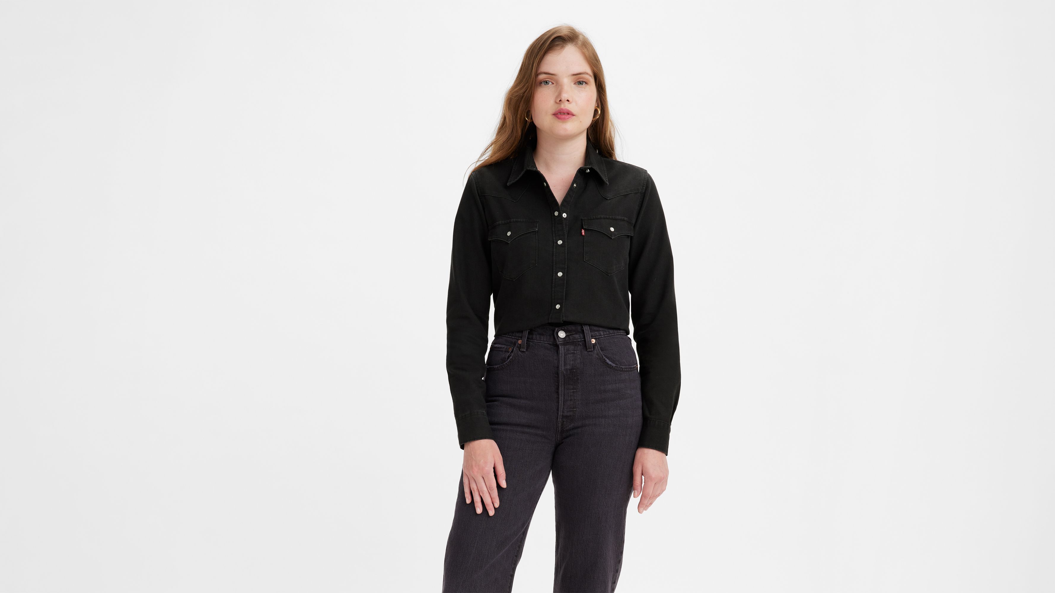 Levis black western deals shirt