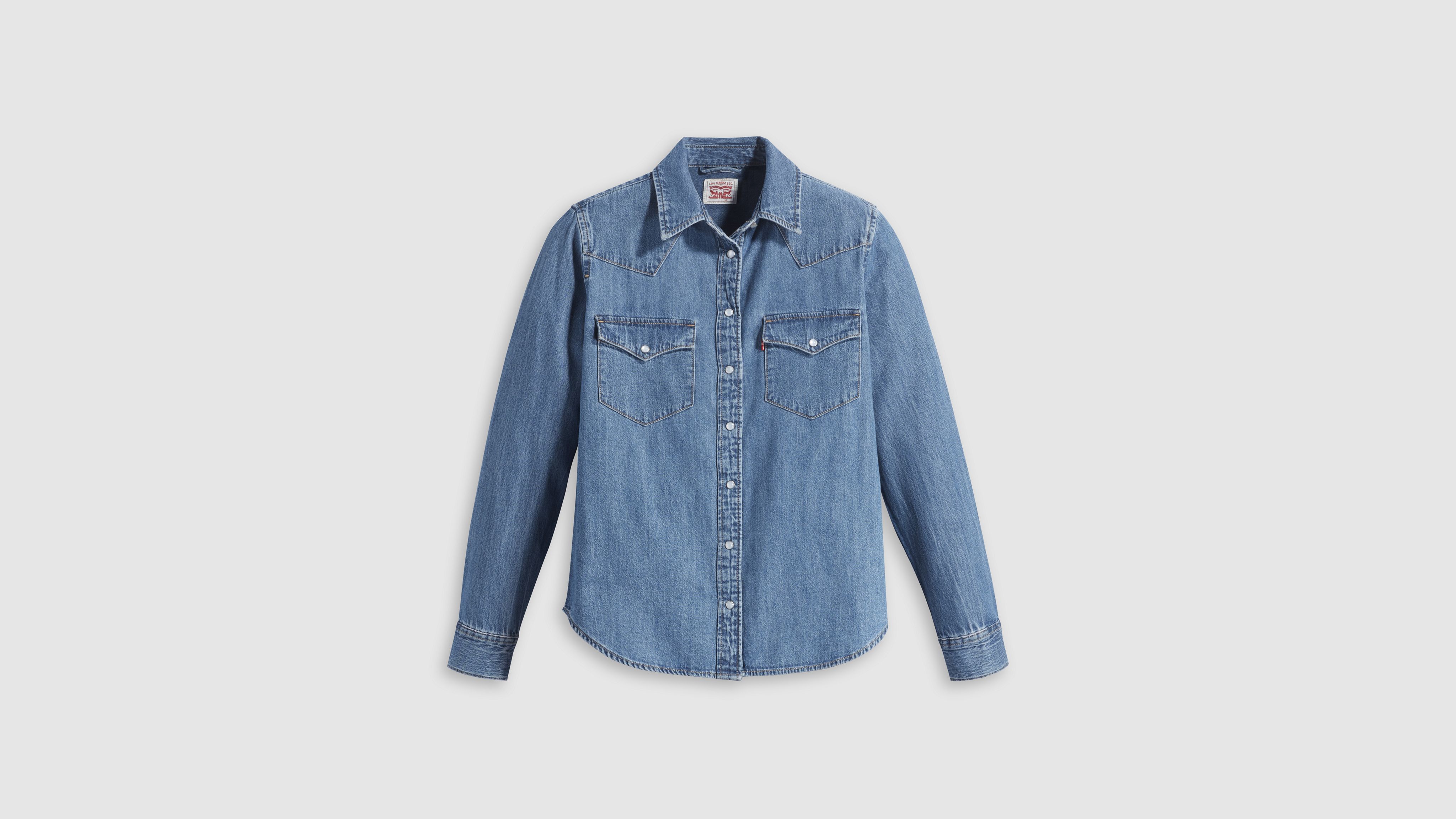 Levis Denim Shirt 90s Blue Jean Button Up Shirt Long | Shop