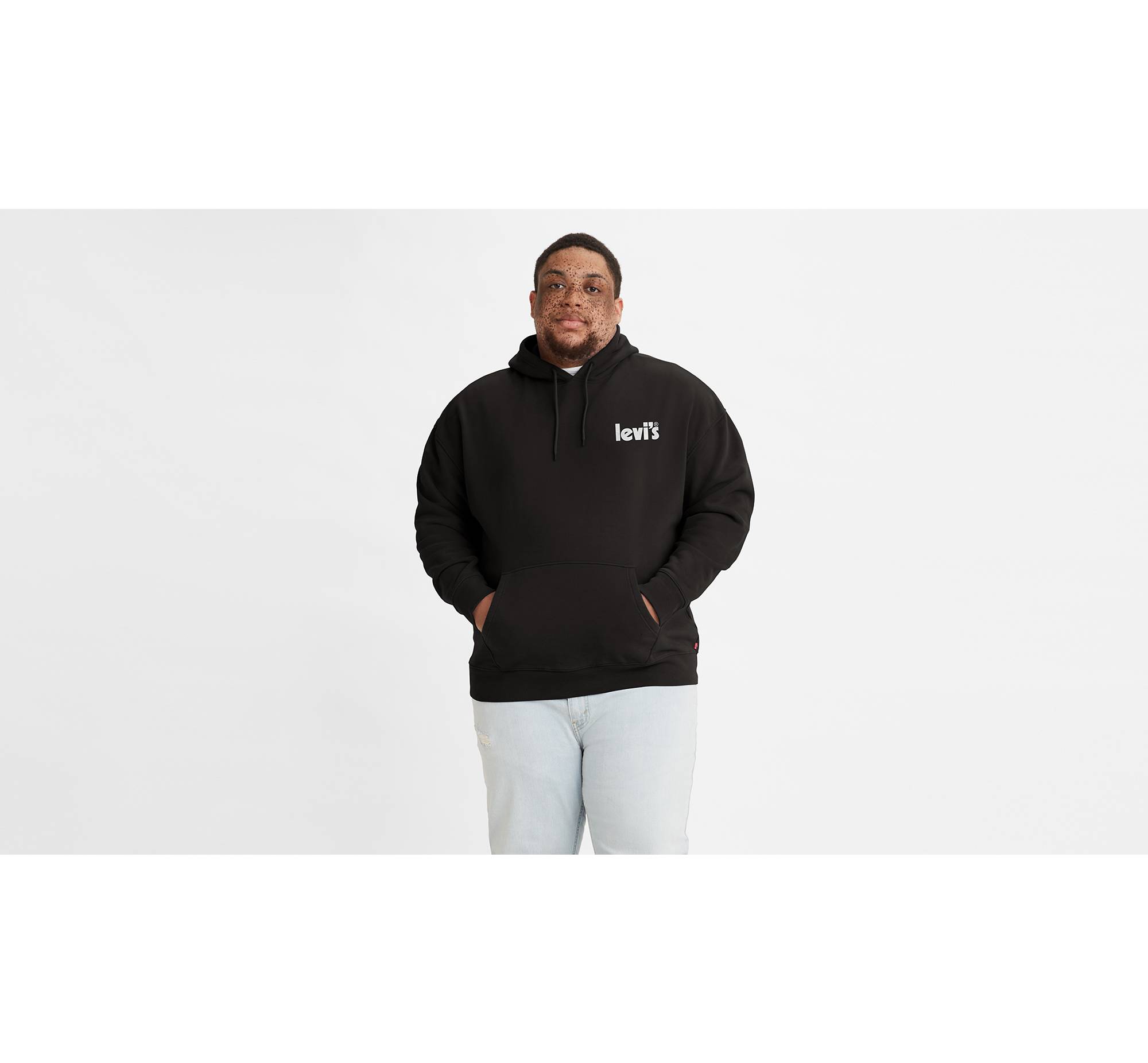 Relaxed Fit Graphic Pullover Hoodie (big & Tall) - Black