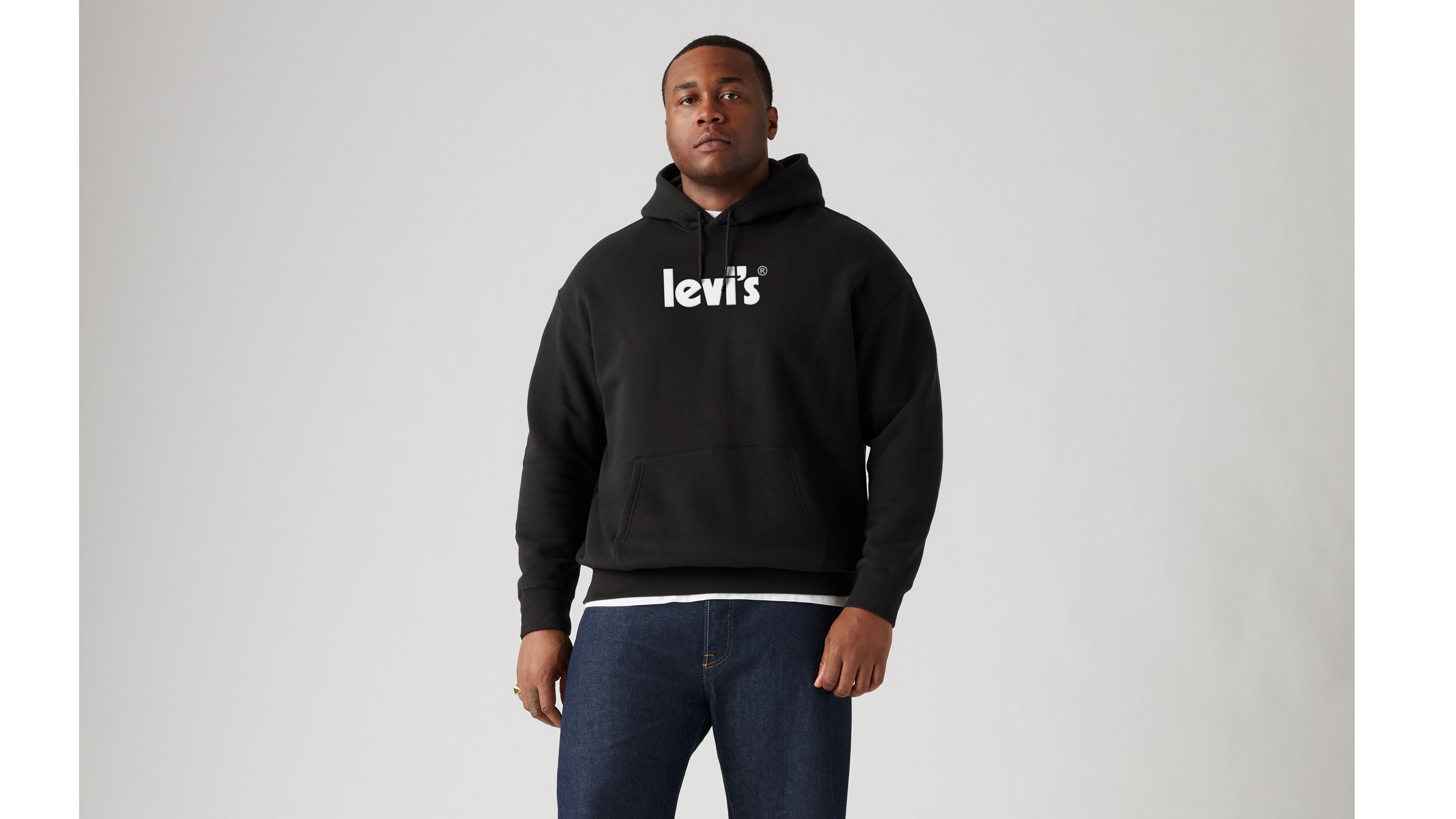 Black levi hoodie discount mens