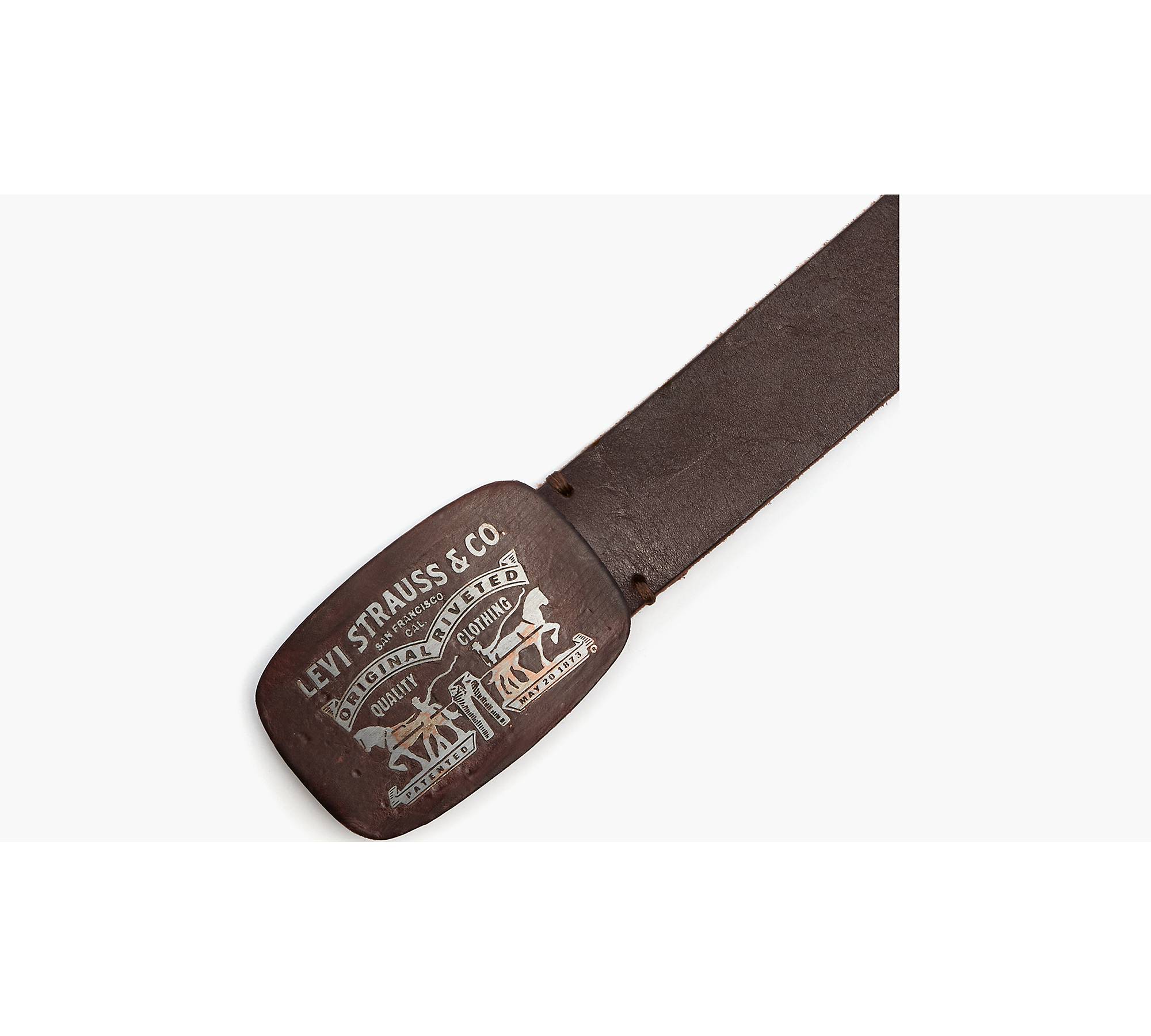 Horse Pull Buckle Leather Belt - Brown | US