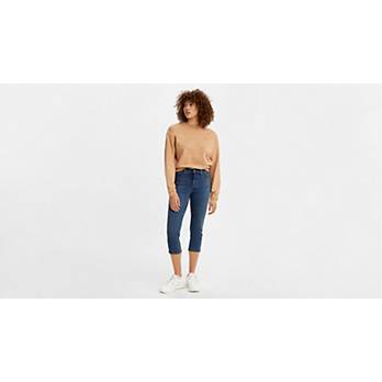 Buy the Womens Blue 311 Medium Wash Shaping Skinny Capri Jeans