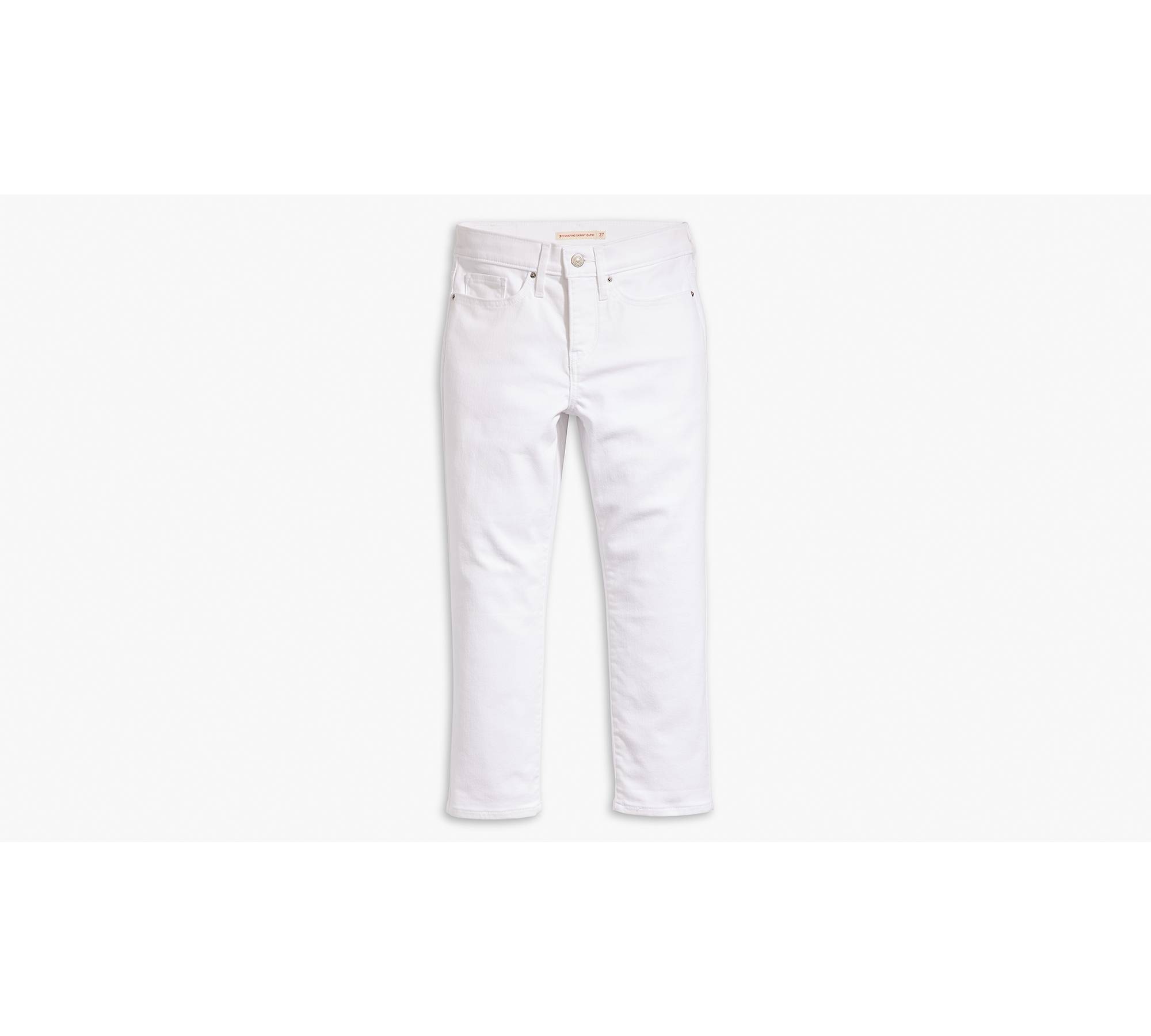 LUXE DENIM SLIMS Notch Capri Jeans White L : : Clothing, Shoes &  Accessories