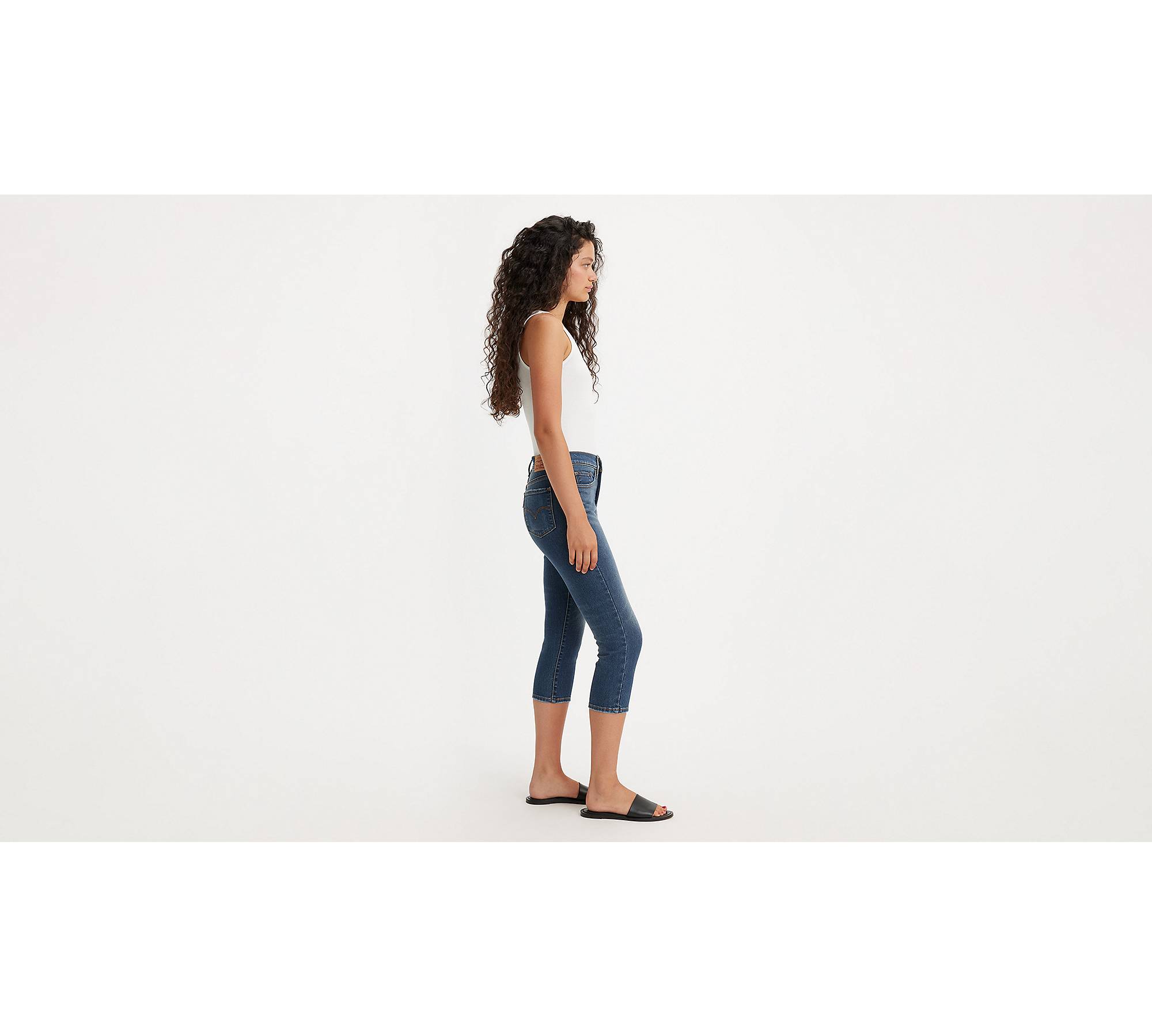LEVIS 548 Size 12 Perfectly Slimming Capris Stretch Blue Denim Jeans Women’s