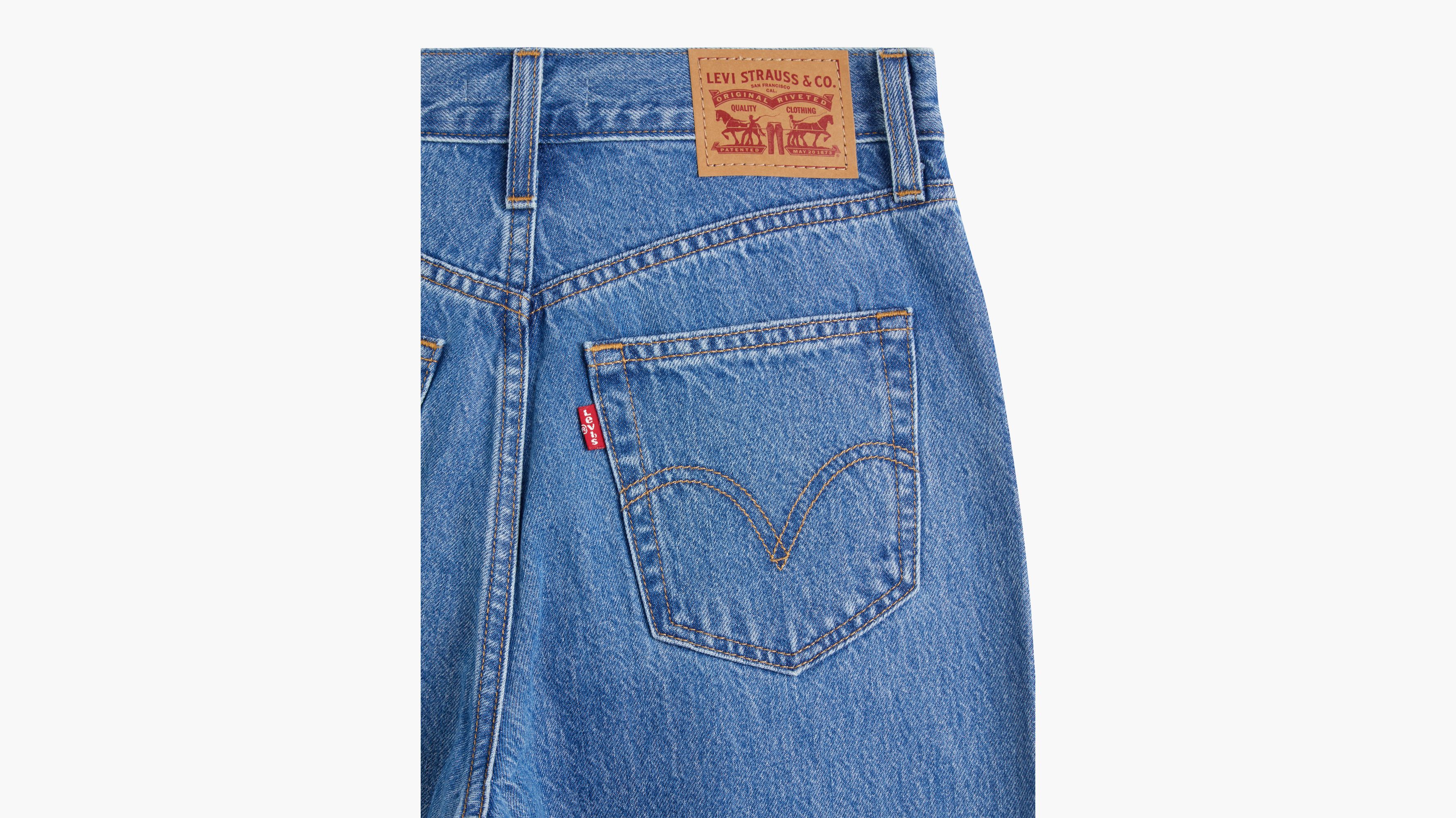 High-waisted Straight Jeans - Blue