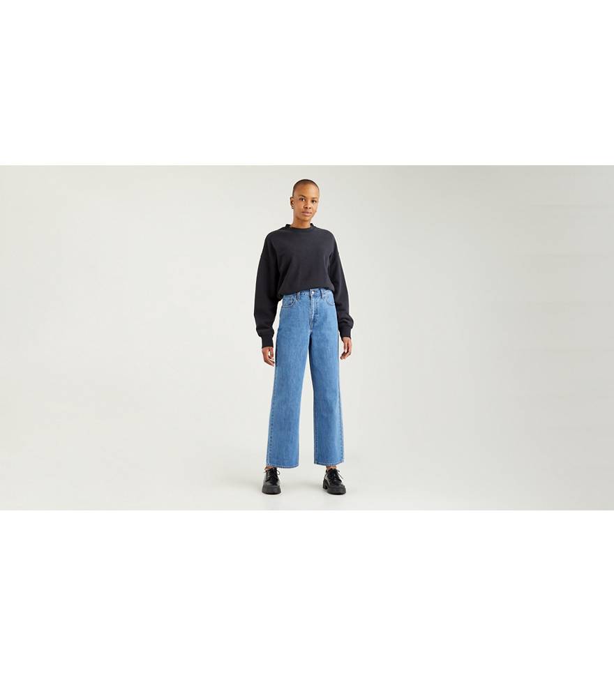 High-waisted Straight Jeans - Blue