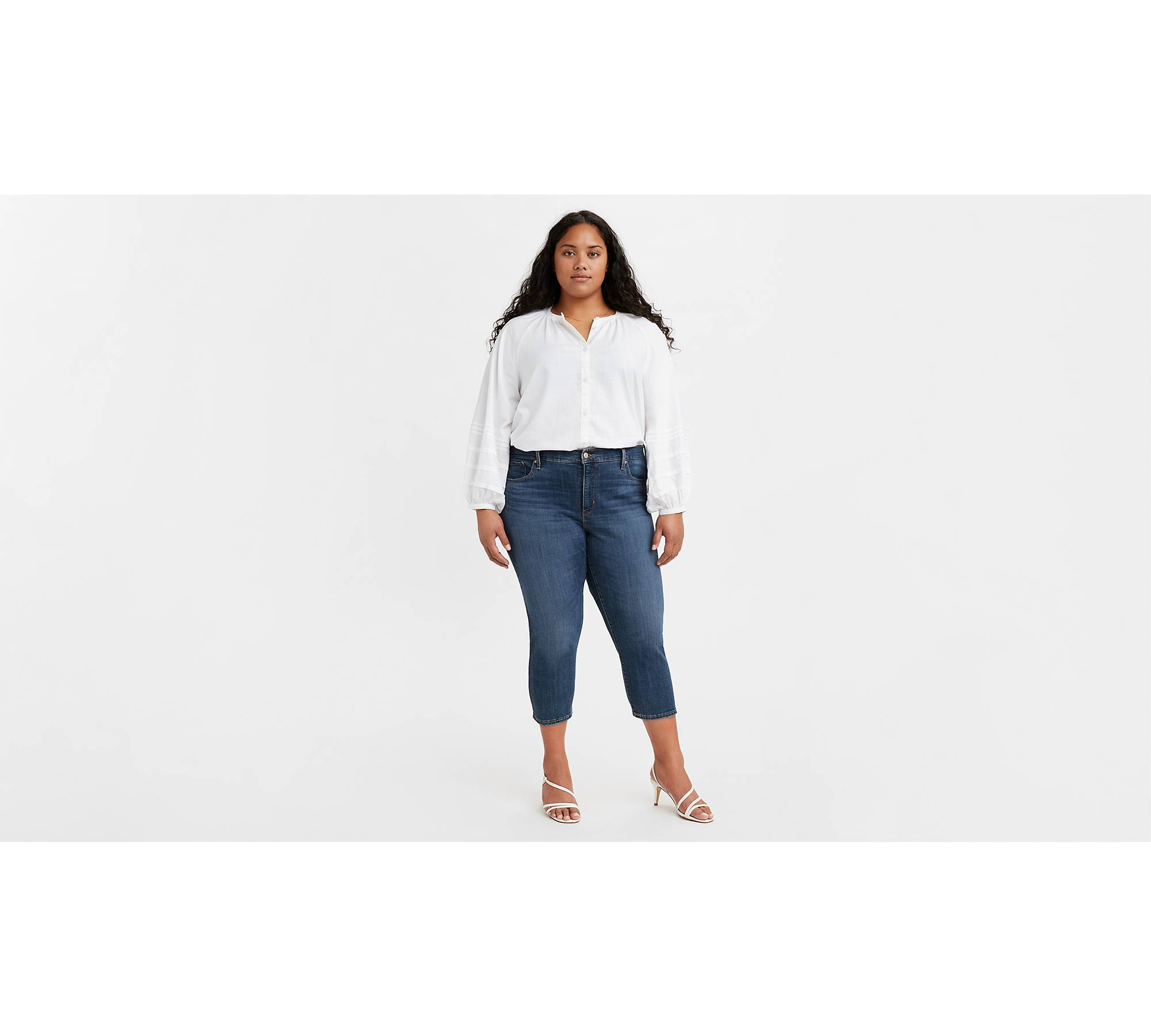 Alivia Ford Women's Plus Size Roll Cuff Denim Capri Jeans with