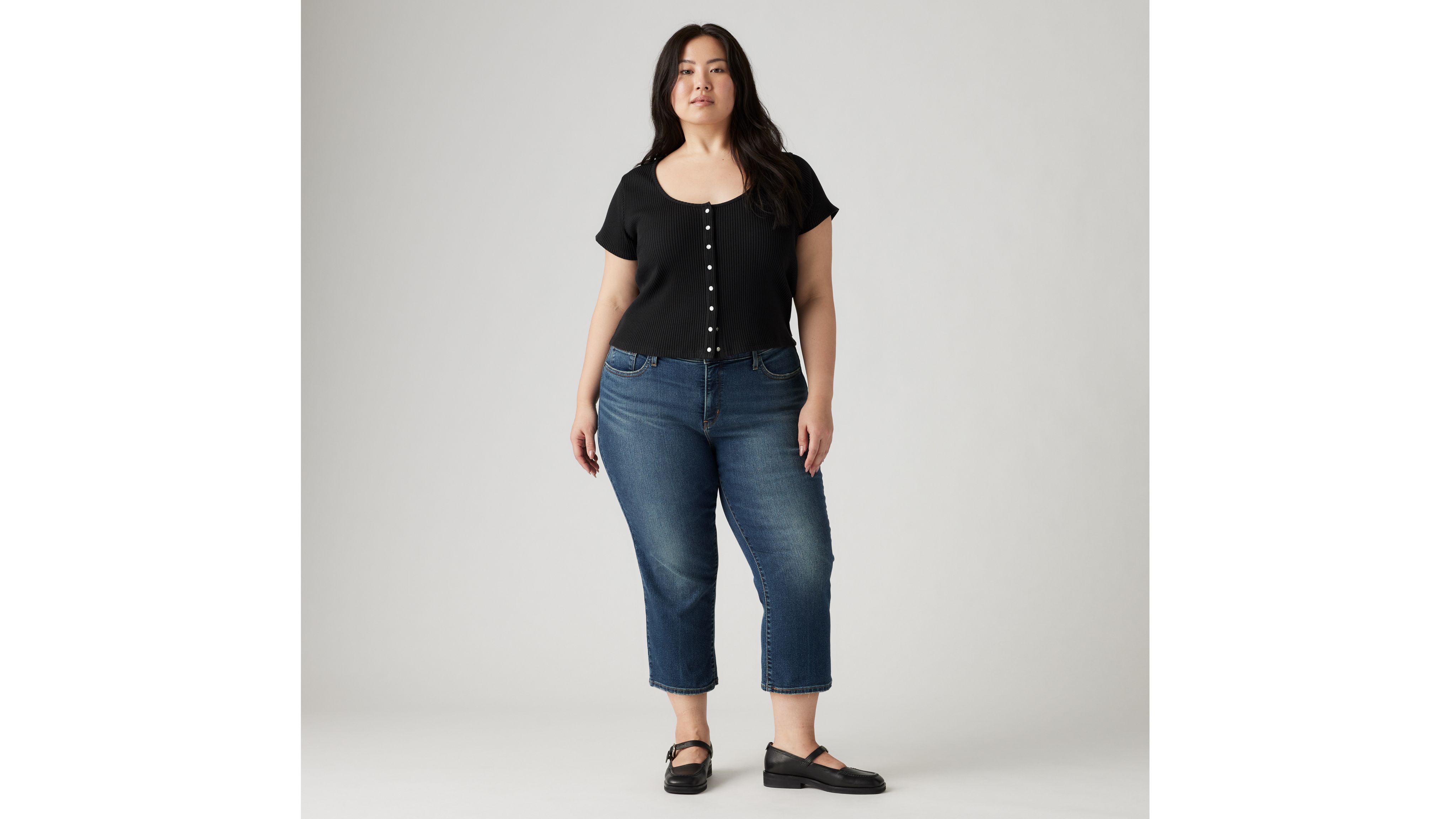 Woman Within Women's Plus Size Capri Fineline Jean Jean 