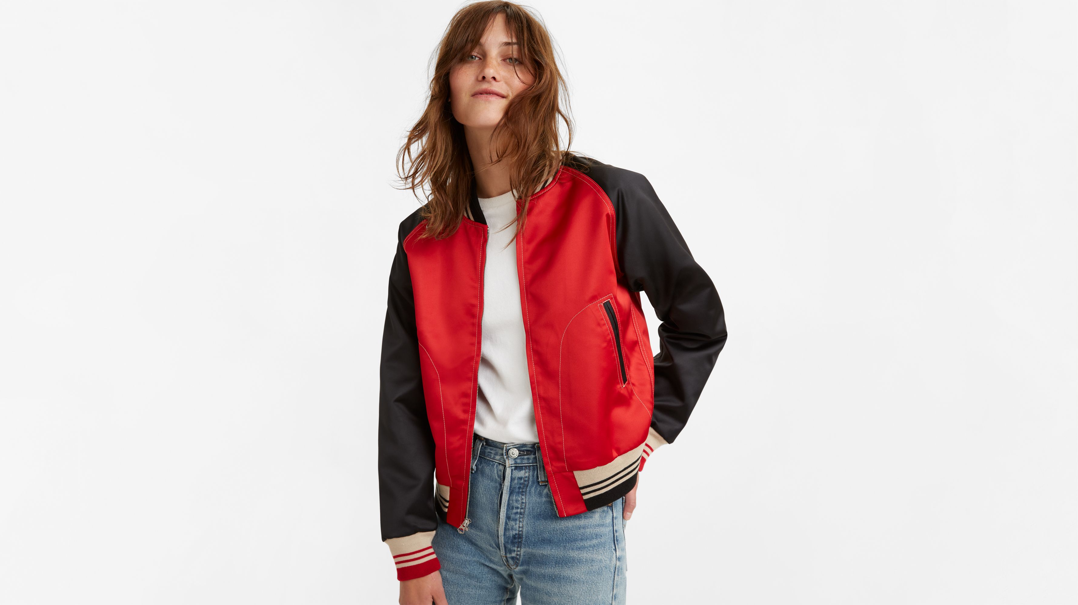 Levis satin hot sale bomber jacket