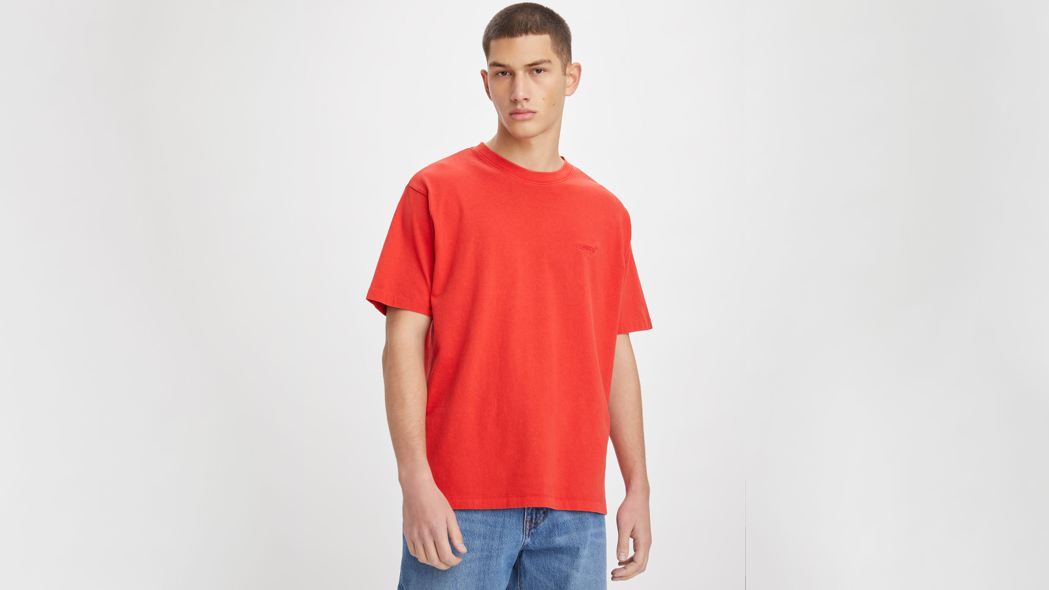 Levi's orange t store shirt