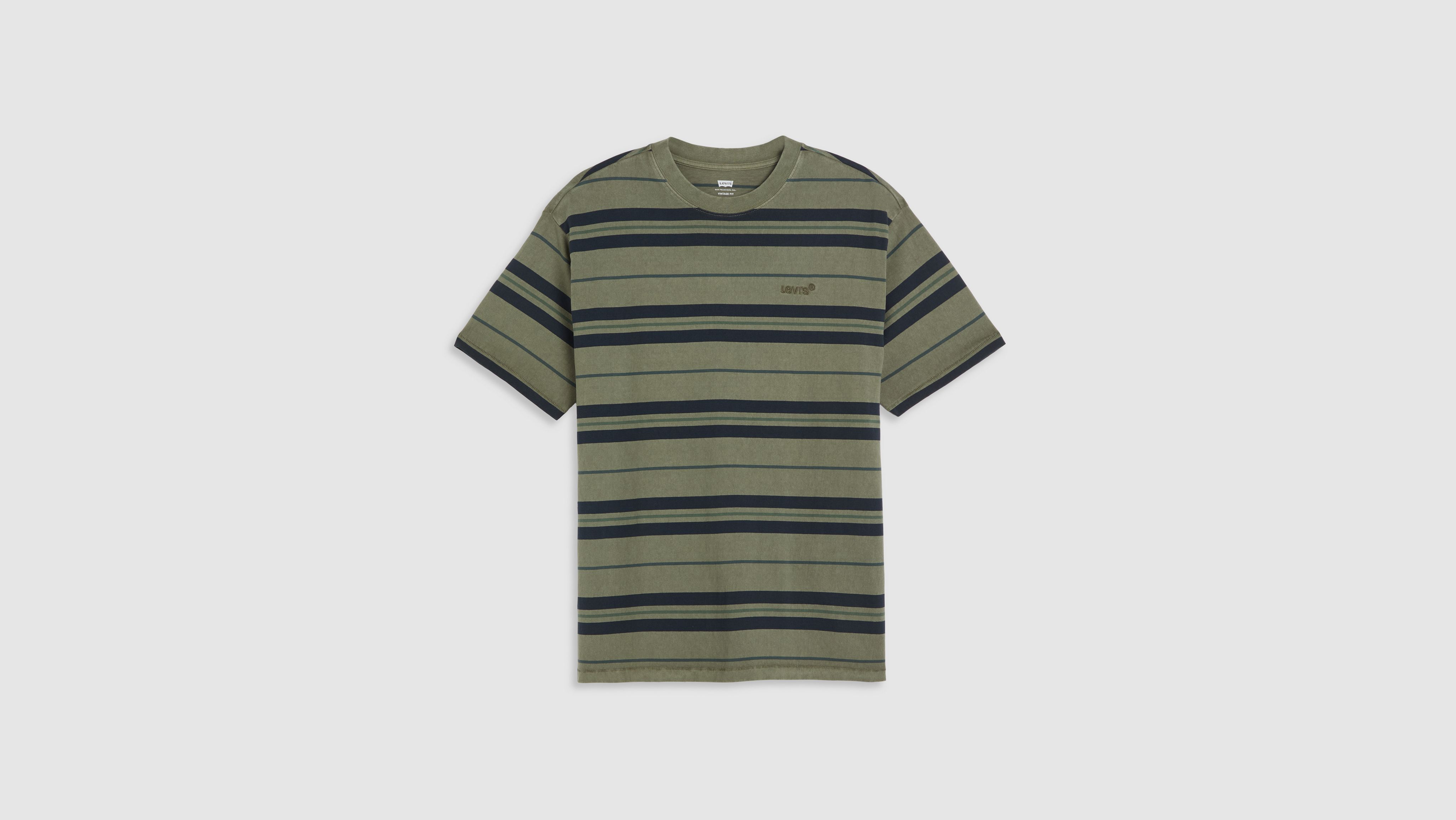 Levi's Red Tab Vintage T-shirt In Forrest Stripe Deep Lichen Overdye