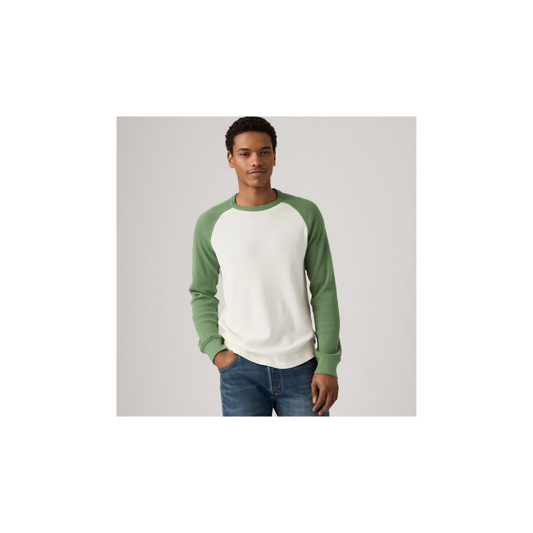 Levi's Thermal Raglan Crewneck T-shirt In Green