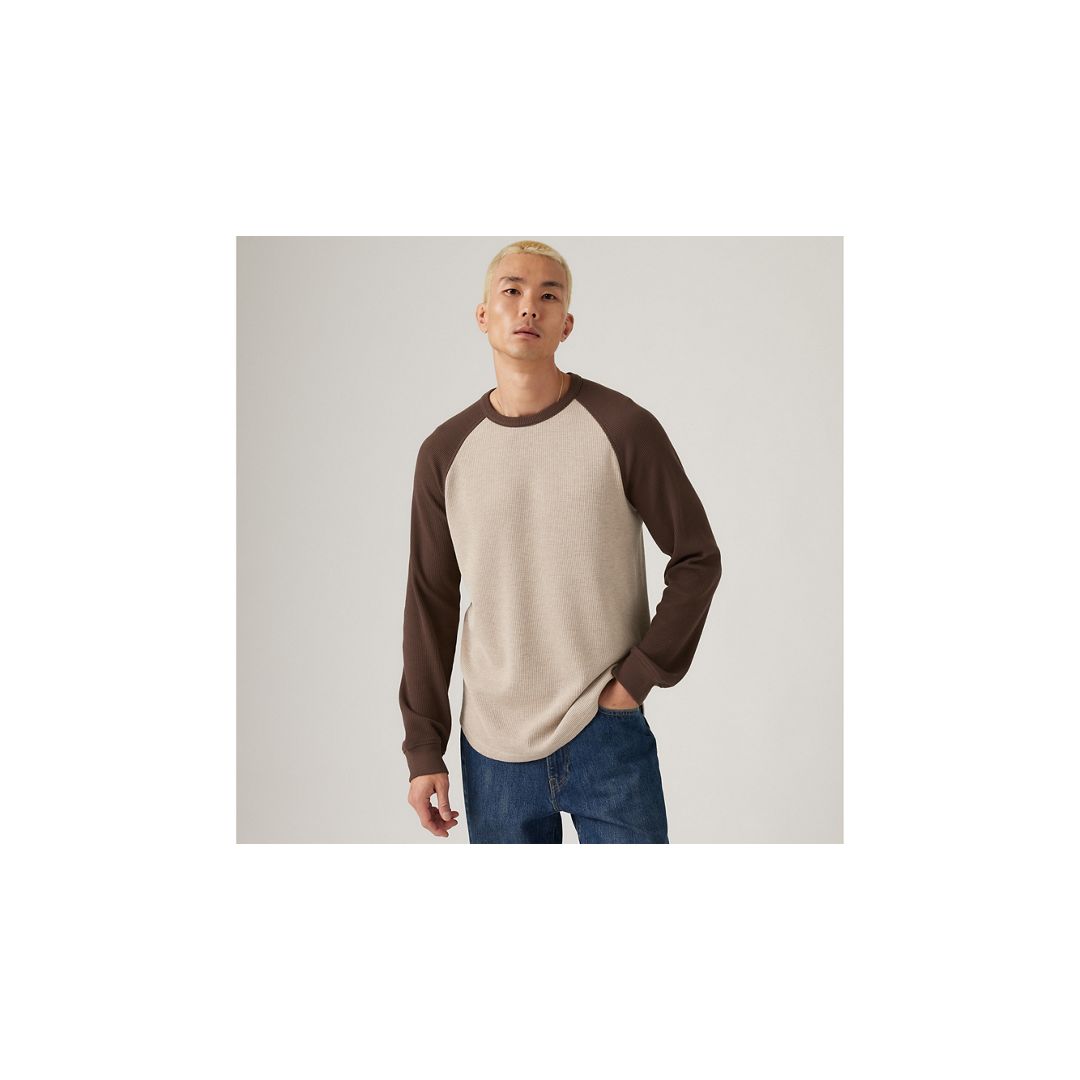 Levi's Thermal Raglan Crewneck T-shirt In Brown