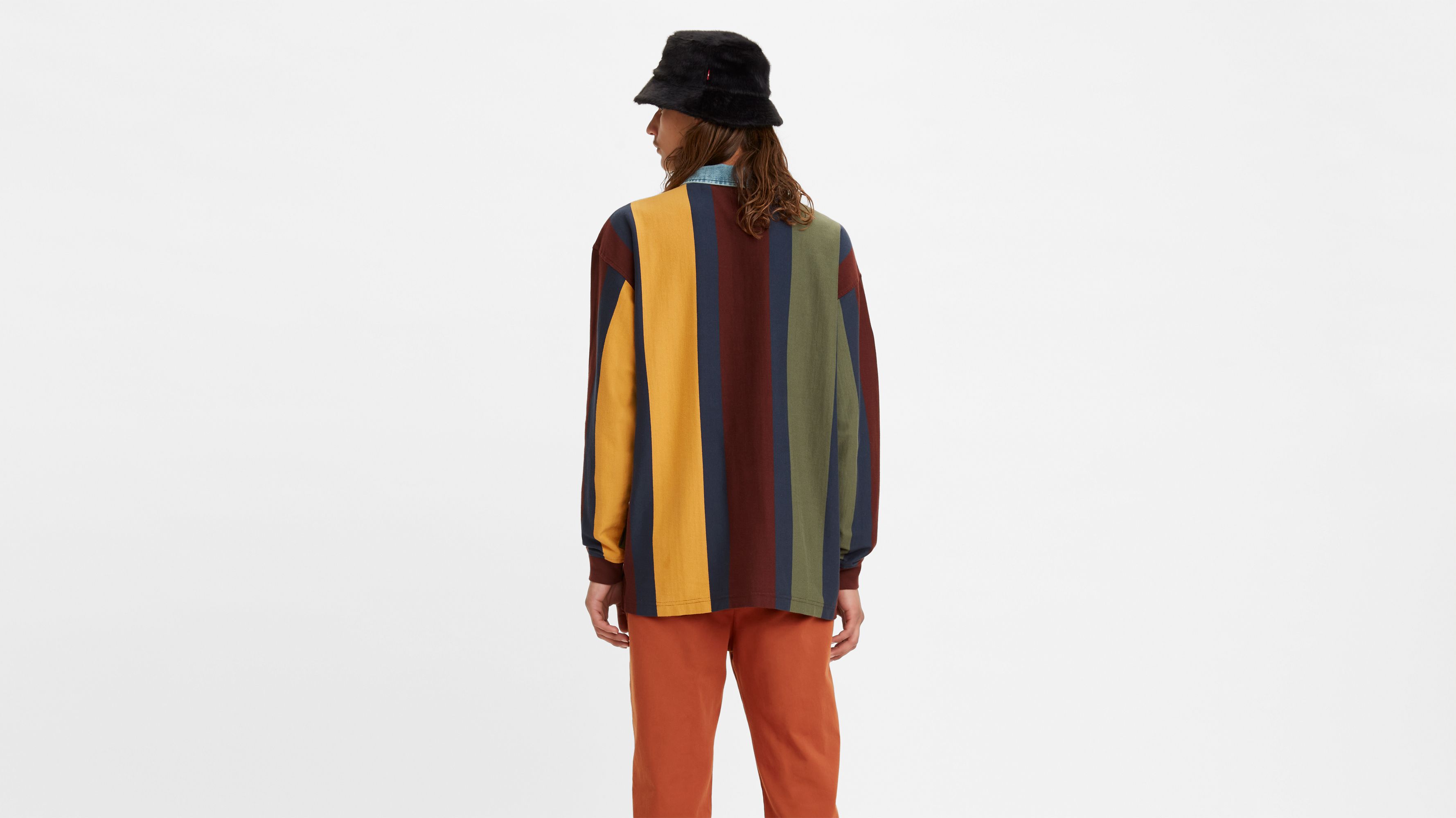 Chambray Collar Long Sleeve Polo Shirt 2