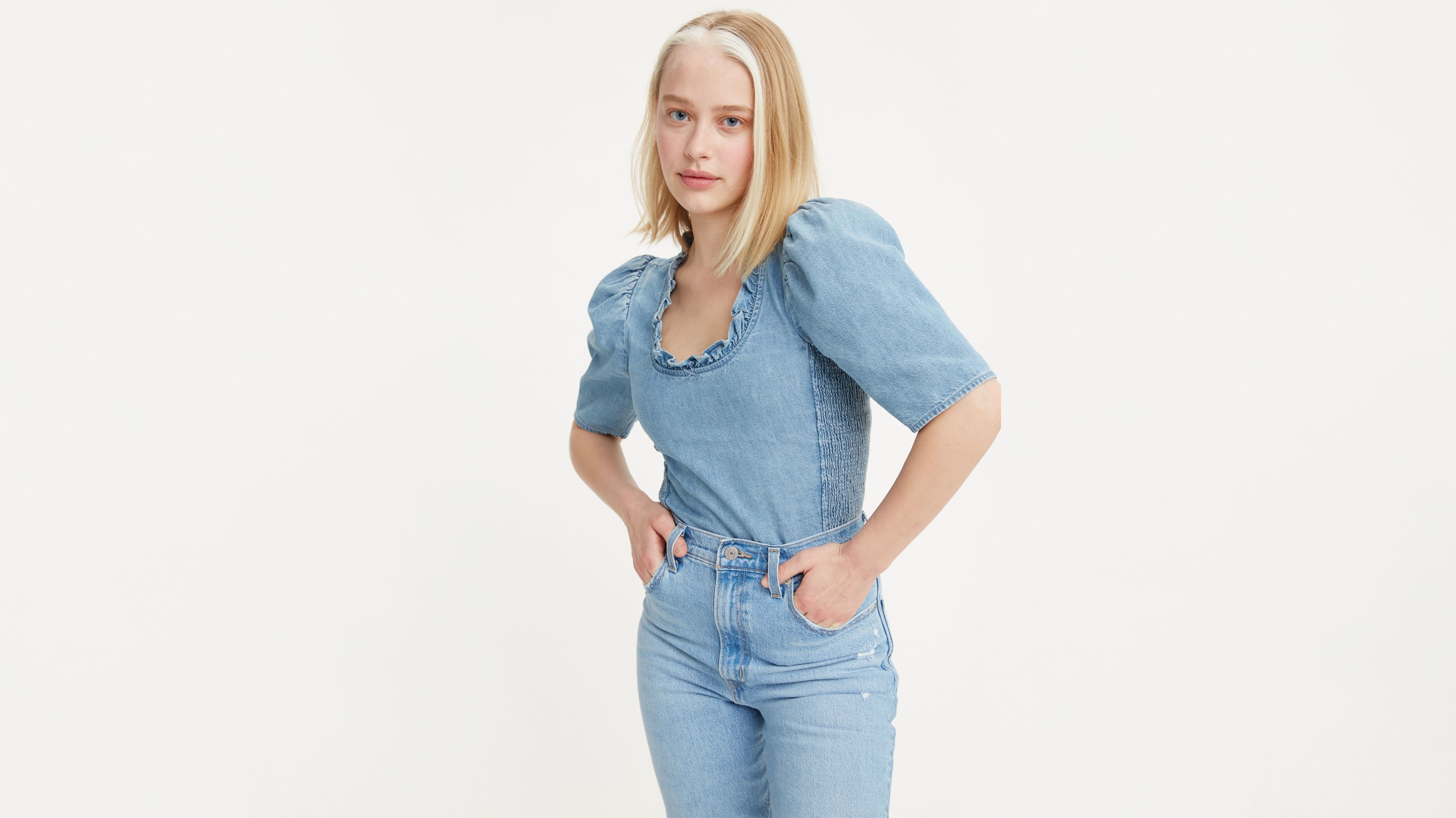 denim louise blouse/sky blue | papier.official