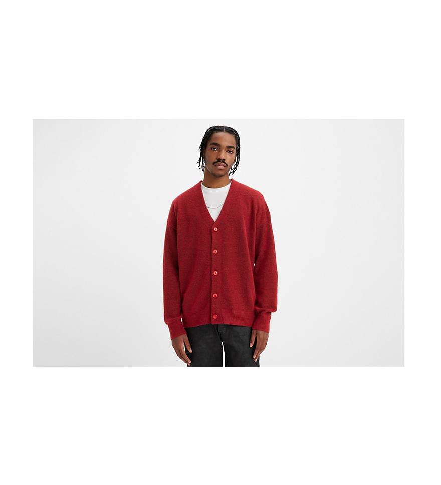 Levi's Premium Coit Boxy Cardigan Men's Clothing Rhythmic Red : LG