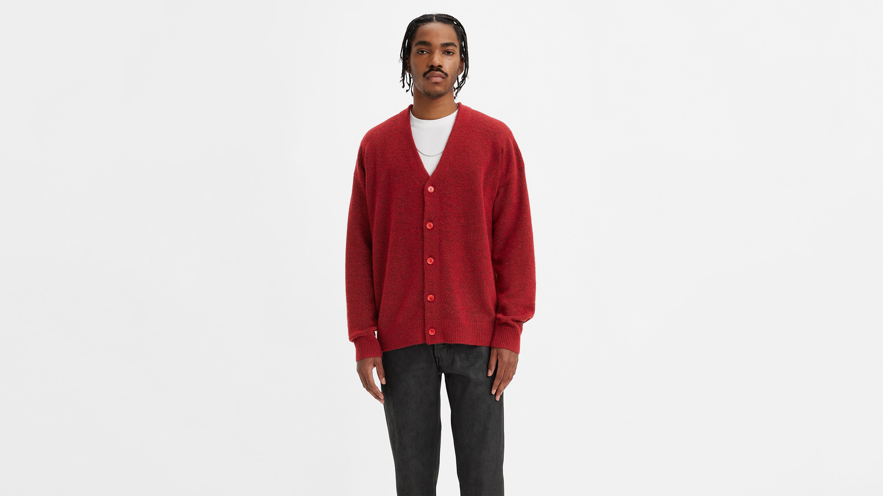 Red merino sale cardigan