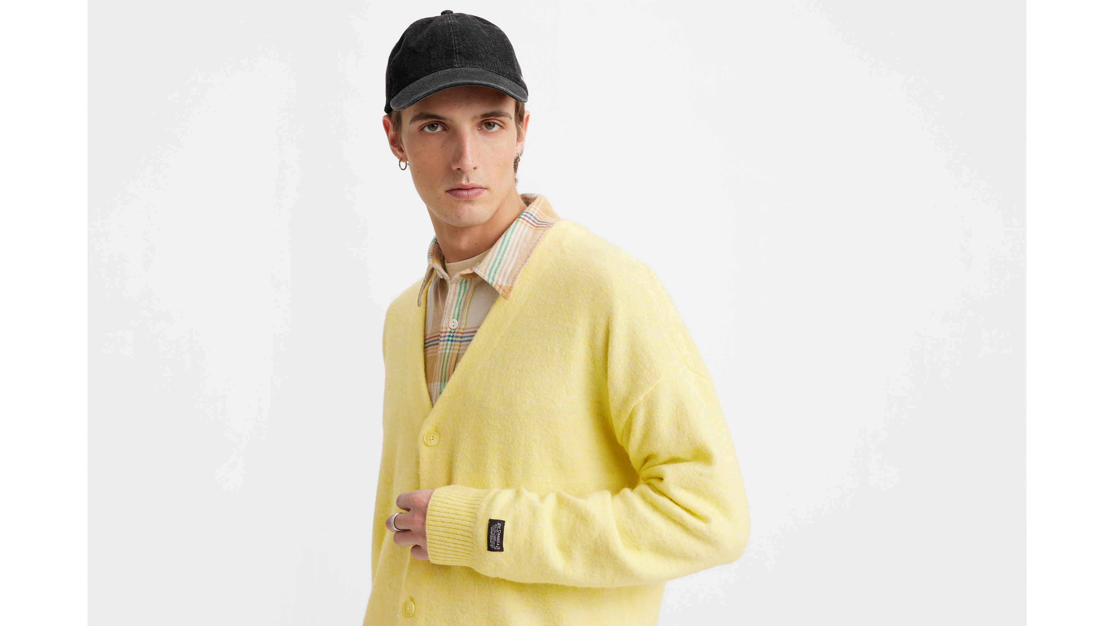 CROQUIS spread-collar cotton cardigan - Yellow