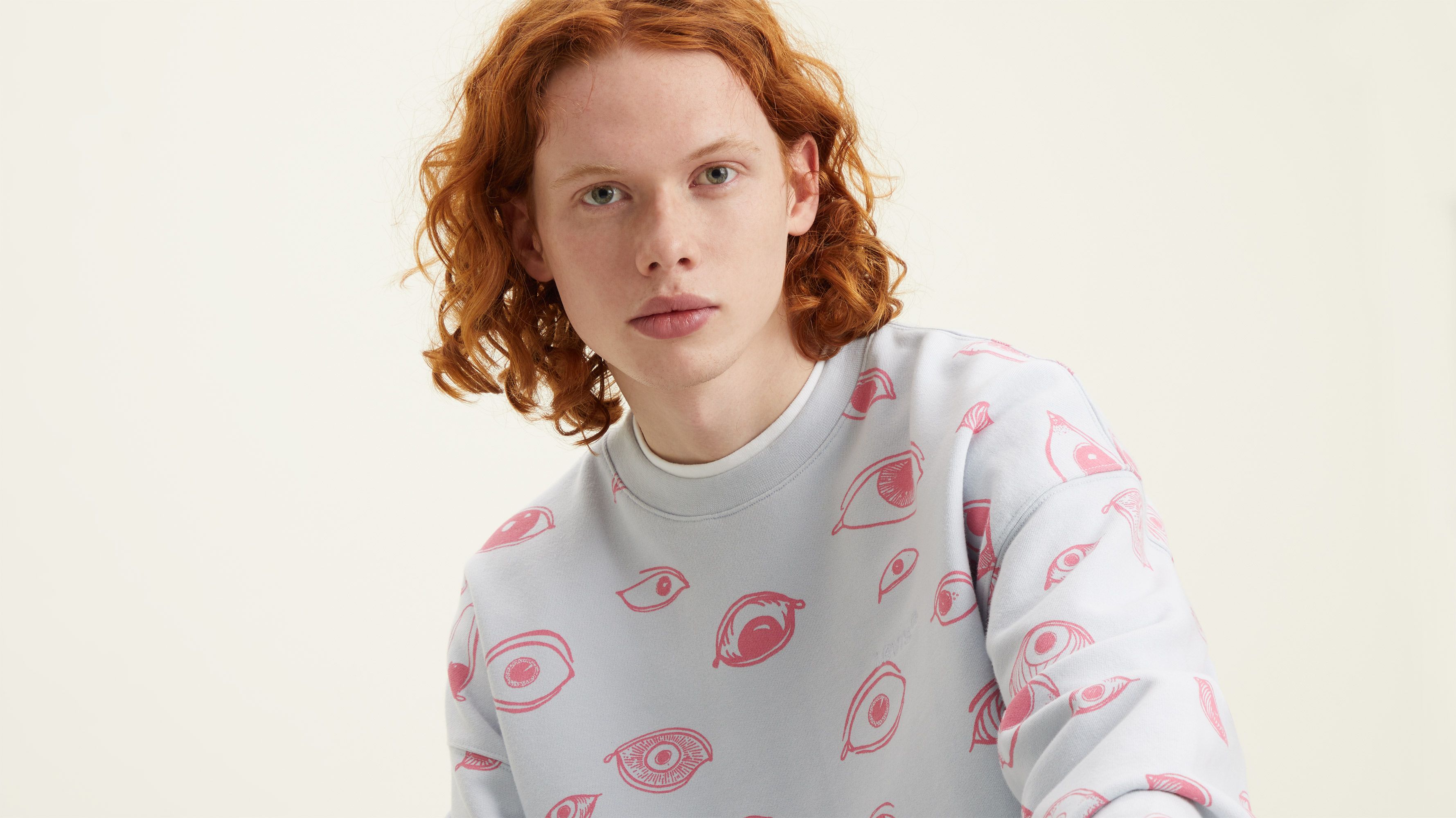 Sudadera de cuello redondo con estampado de ojos Red Tab 3