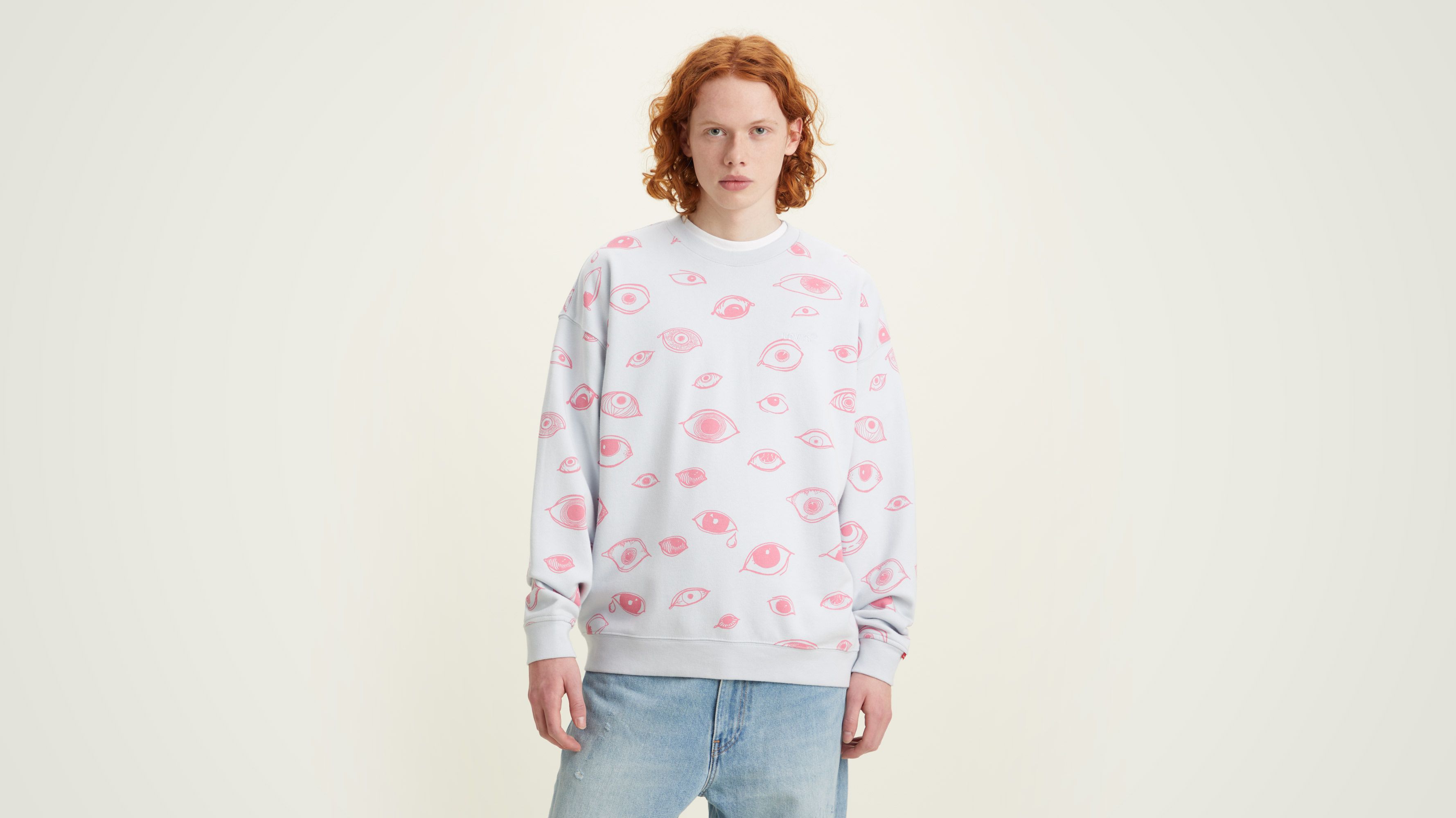 Sudadera de cuello redondo con estampado de ojos Red Tab 1