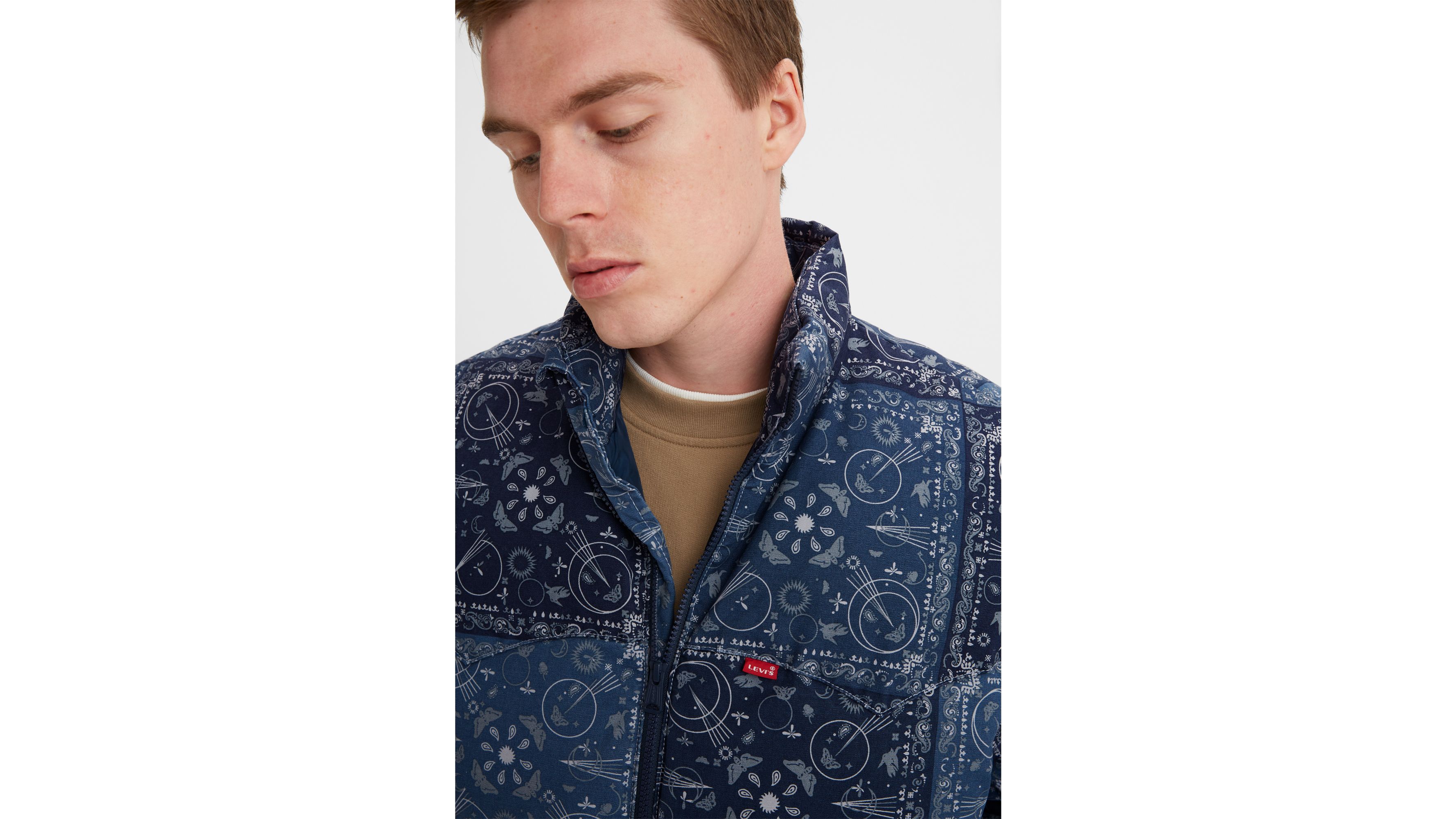 Levi's Western Super Puffer Vest - Men's - Blue Worn in M