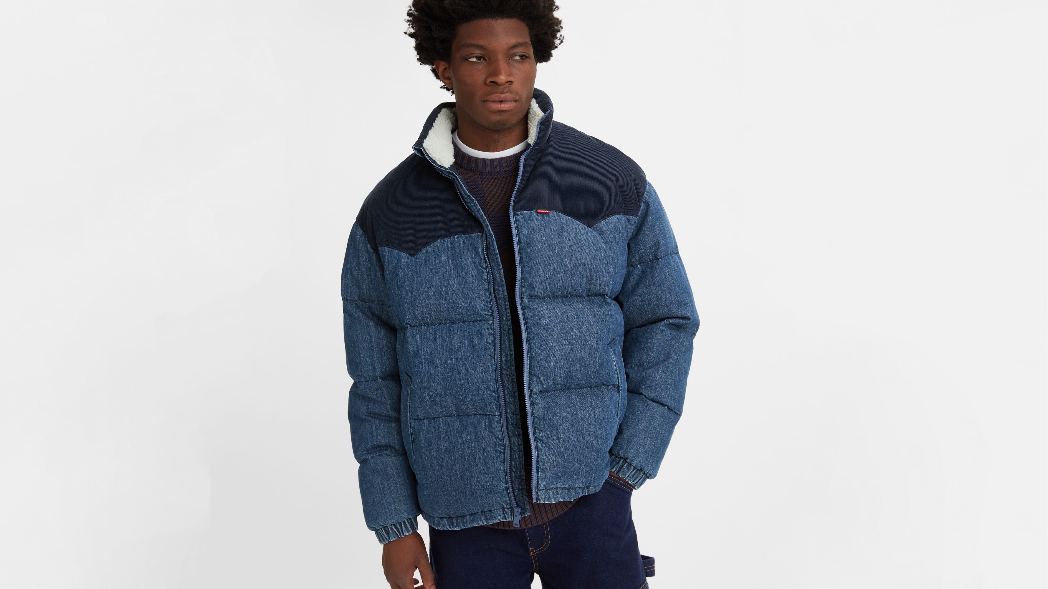 Denim hotsell puff jacket