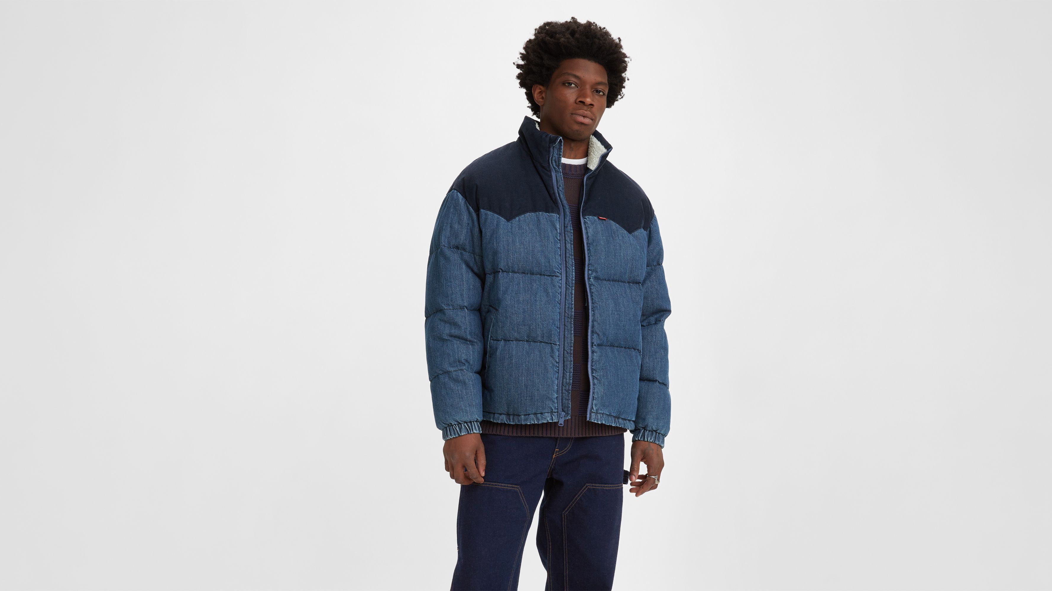 Western Super Puffer Jacket - Dark Wash