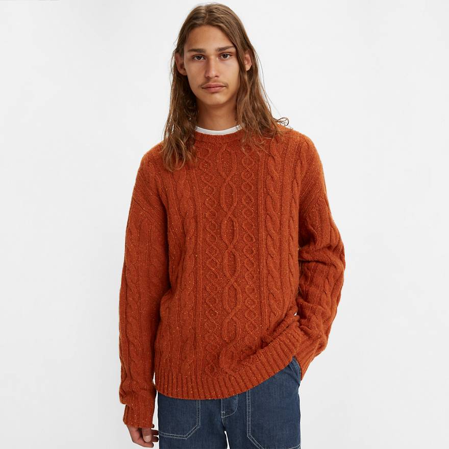 Stay Loose Cable Crewneck Sweater - Brown | Levi's® US Stay Loose Cable Crewneck Sweater - Brown | Levi's® US