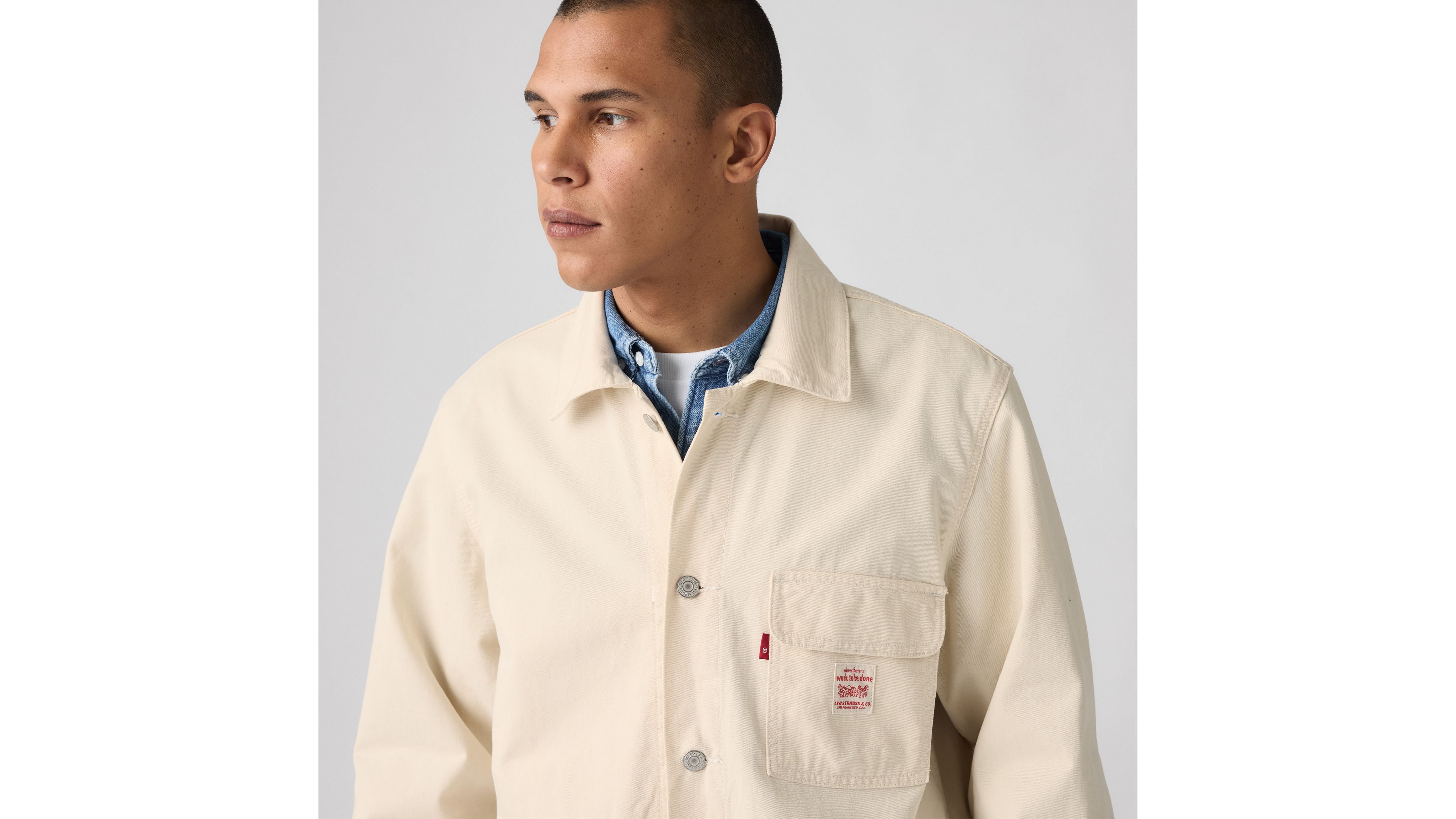 Shop Levi's Broadway Engineer Coat In Ecru Greige