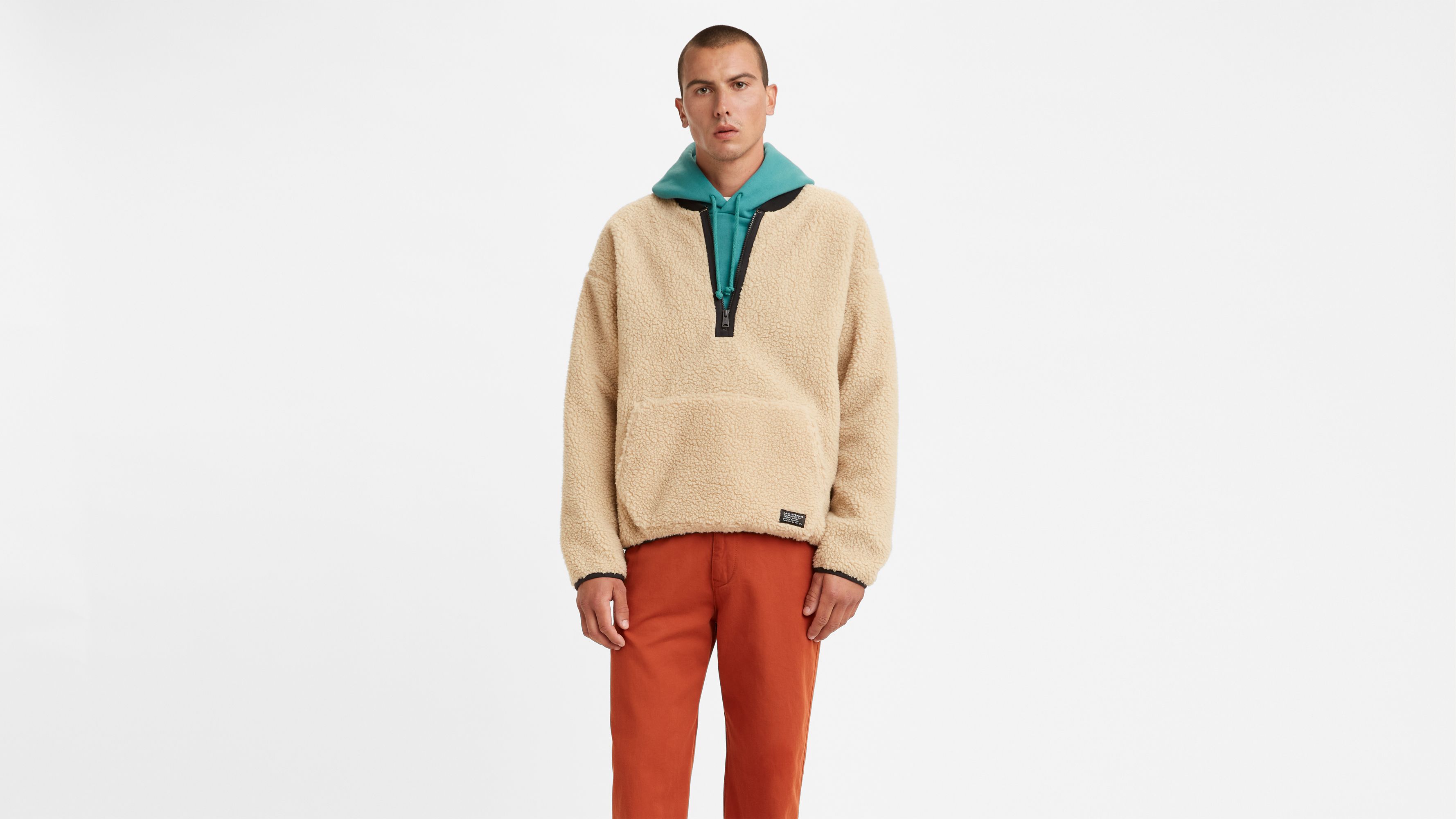 Sherpa hoodie quarter clearance zip