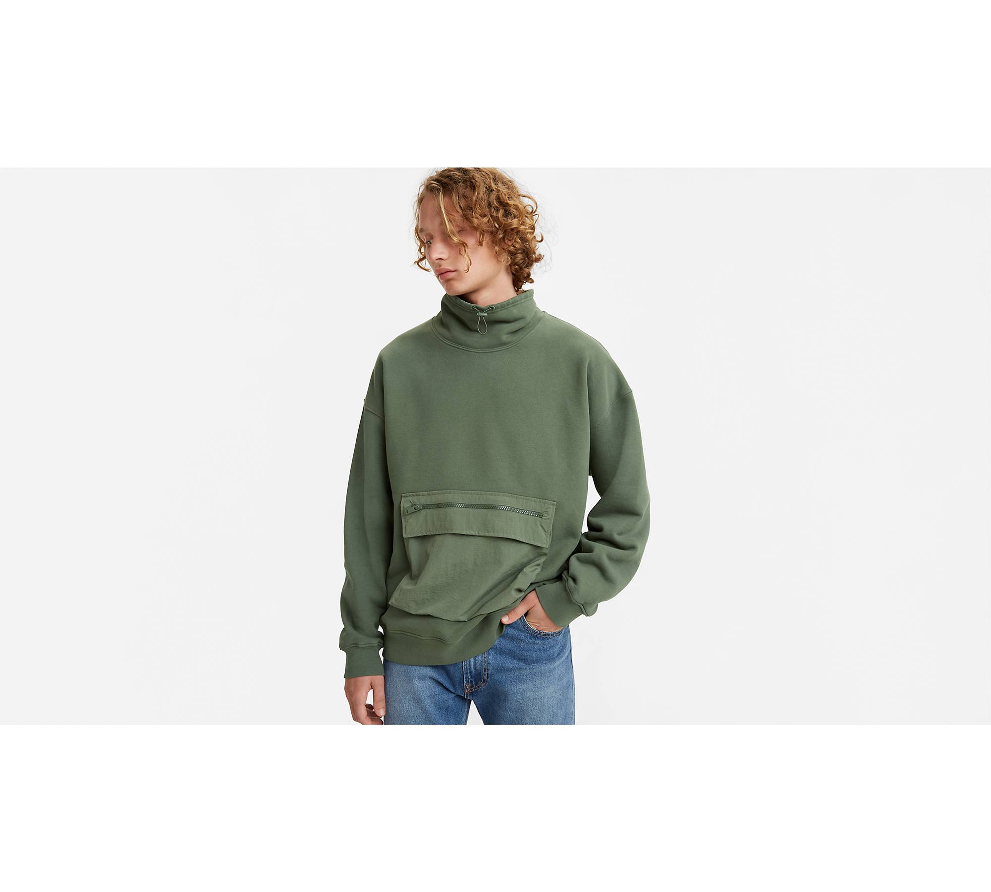 Cargo Utility Mockneck Sweatshirt - Green
