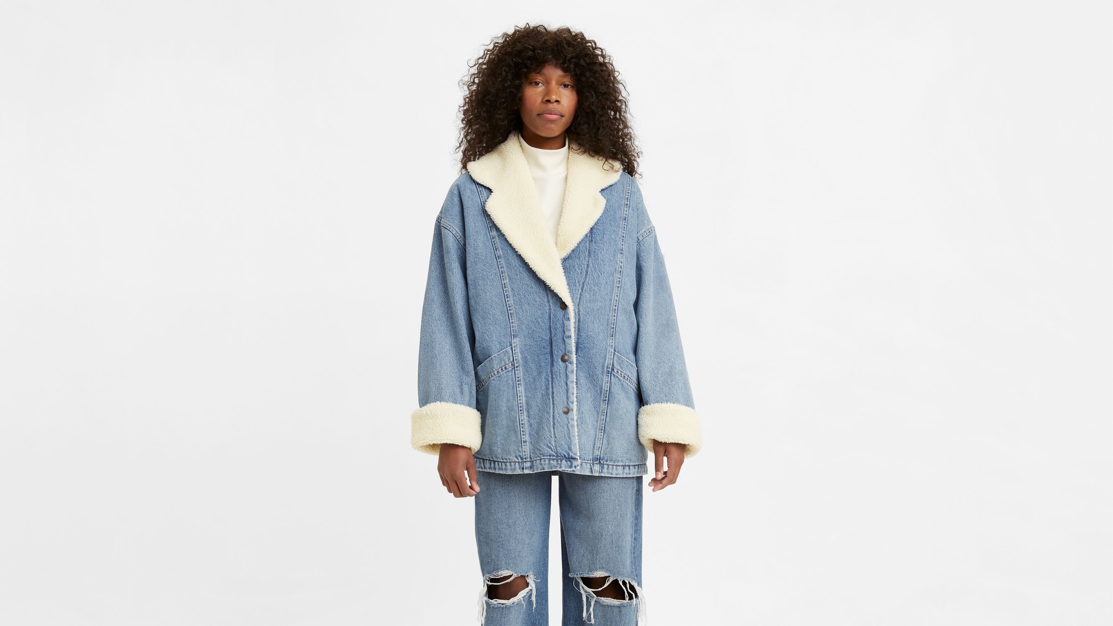 Retro Collar Sherpa Jacket - Medium Wash | Levi's® US