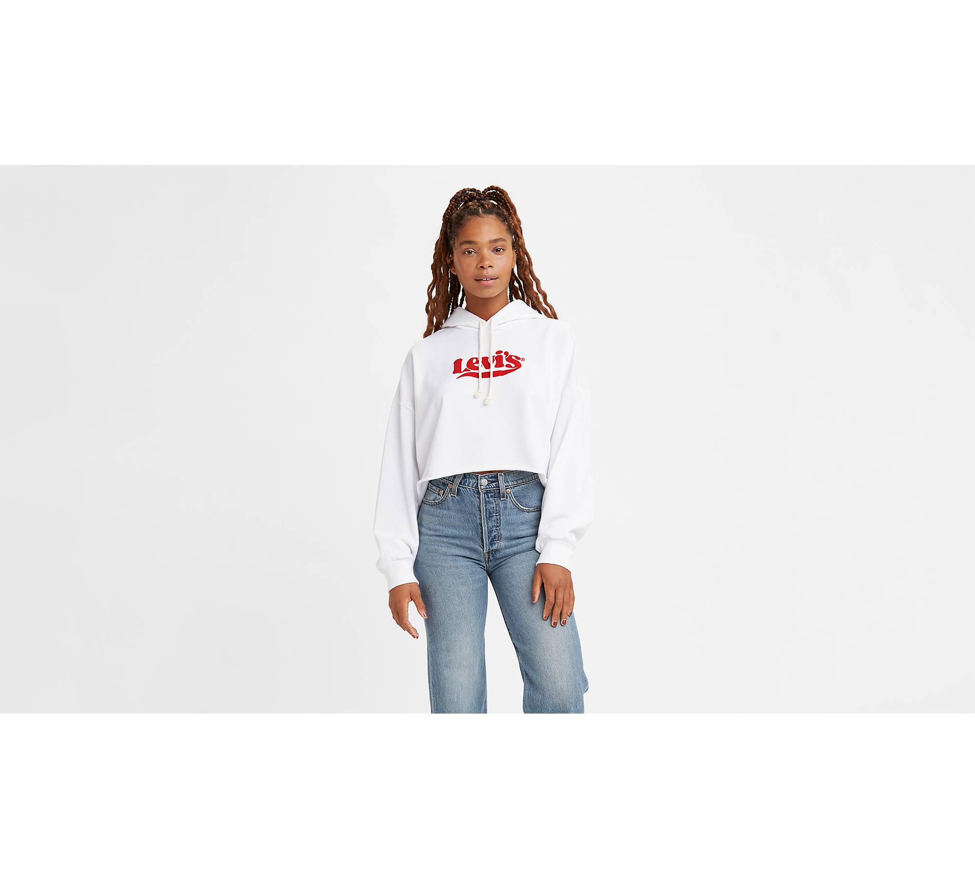 Graphic Cropped Hoodie Sweatshirt - White | Levi's® US
