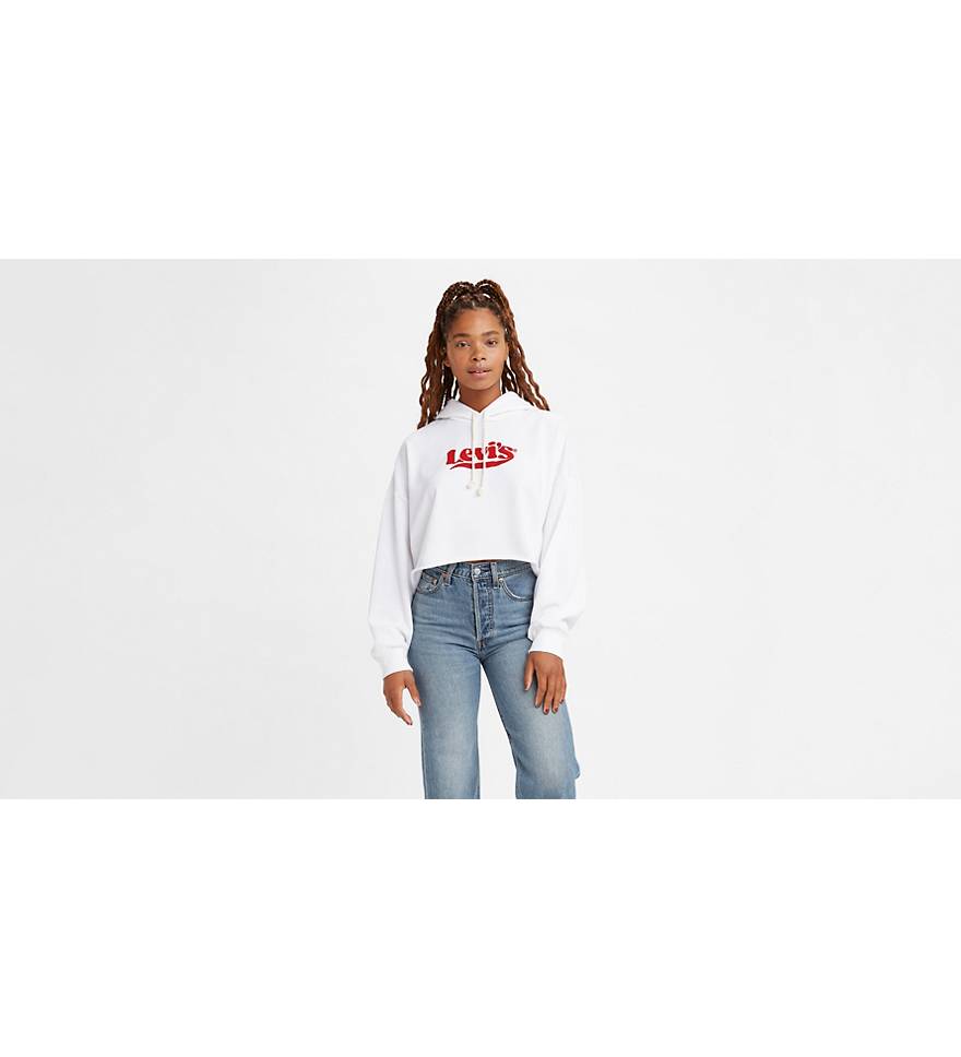 Graphic Cropped Hoodie Sweatshirt - White | Levi's® US