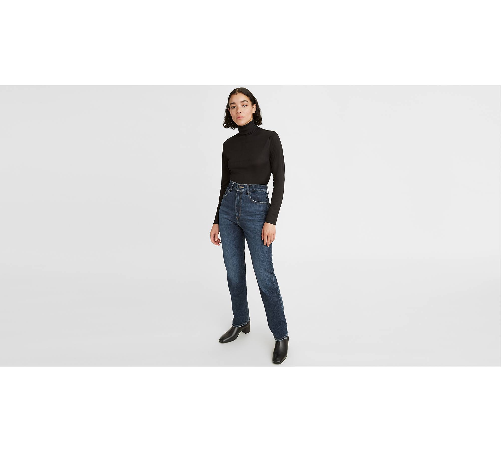 70's High Rise Slim Straight Women's Jeans - Dark Wash