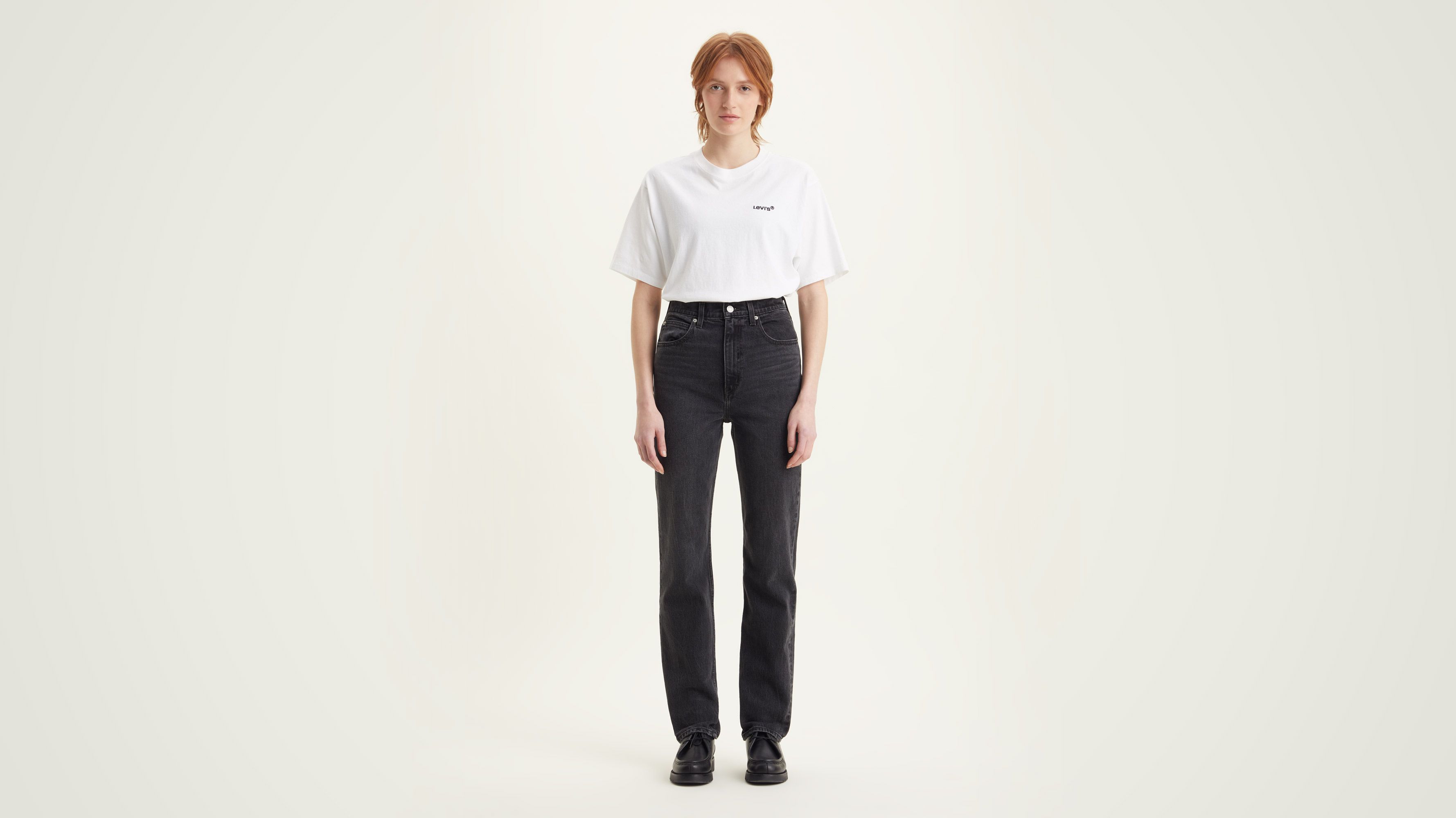 70's High Slim Straight Jeans - Black