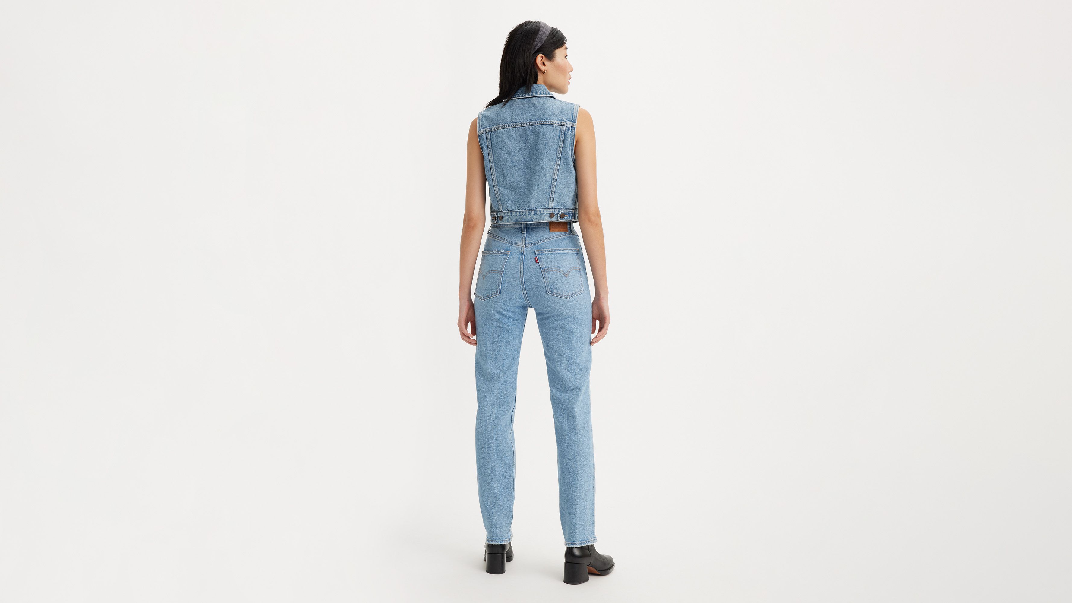 70's High Slim Straight Jeans - Blue