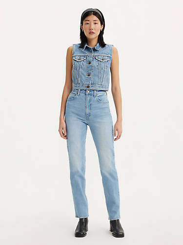 리바이스 Levi 70s High Slim Straight Womens Jeans,Worn In Medium Indigo - Medium Wash